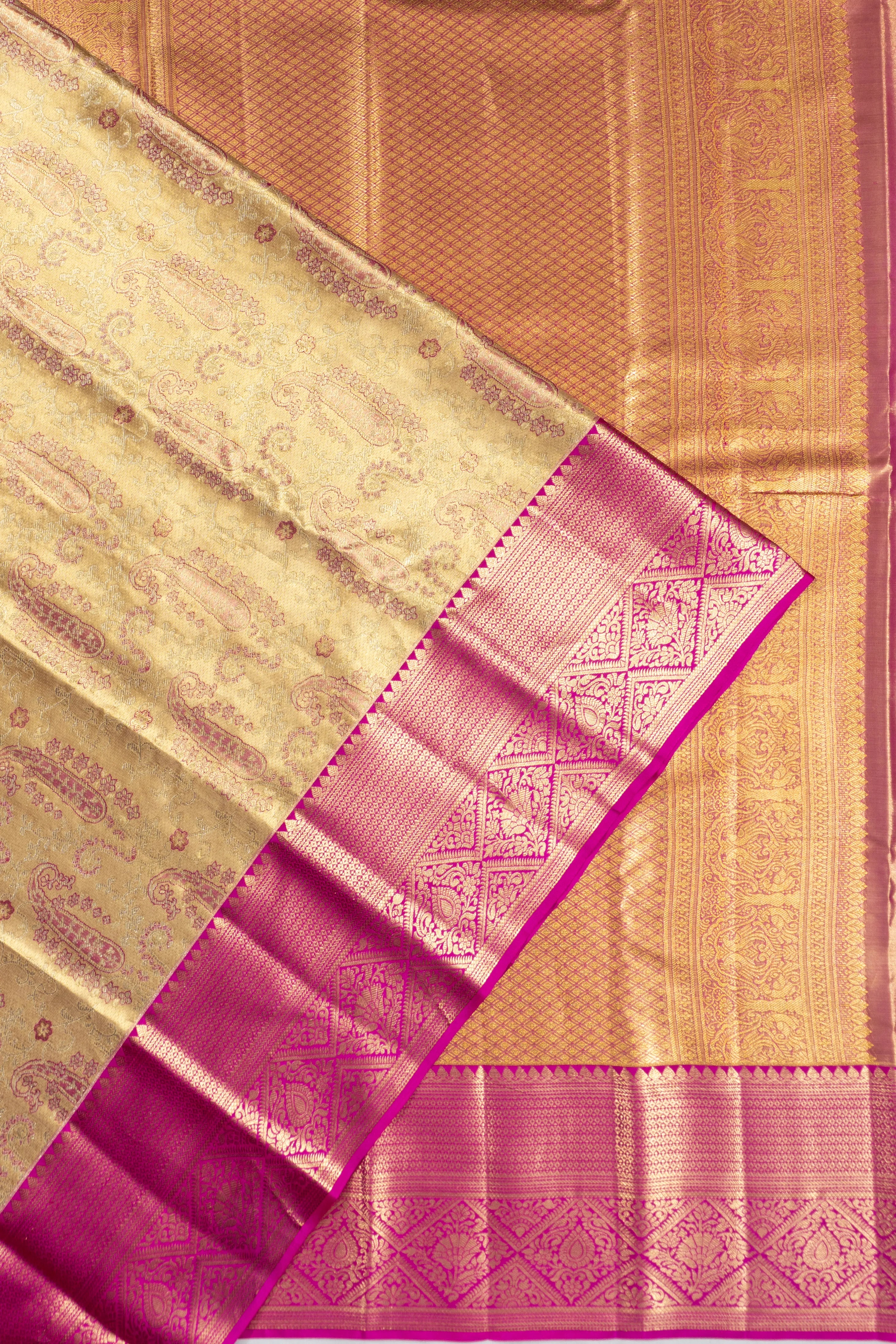 Taranga Kanchi Silk Tissue Brocade Gold Saree