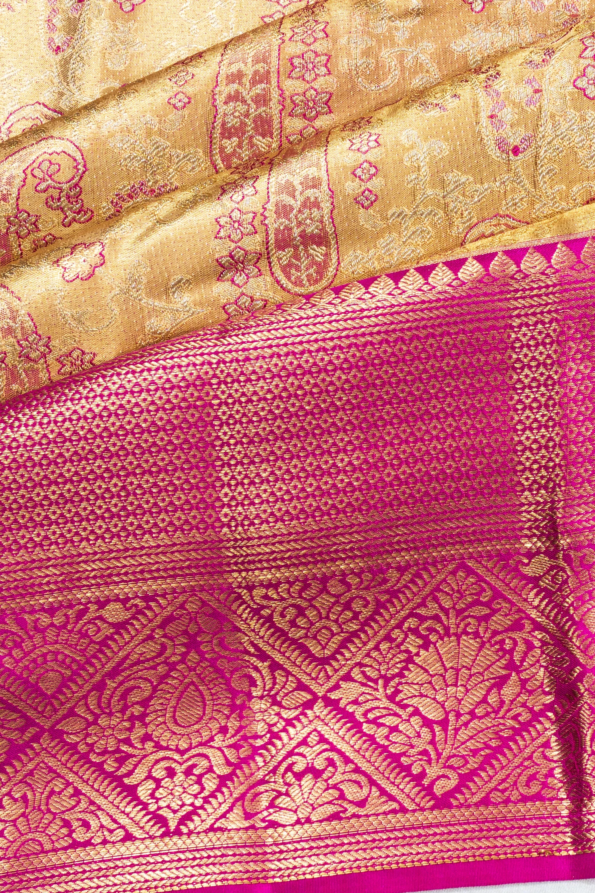 Taranga Kanchi Silk Tissue Brocade Gold Saree
