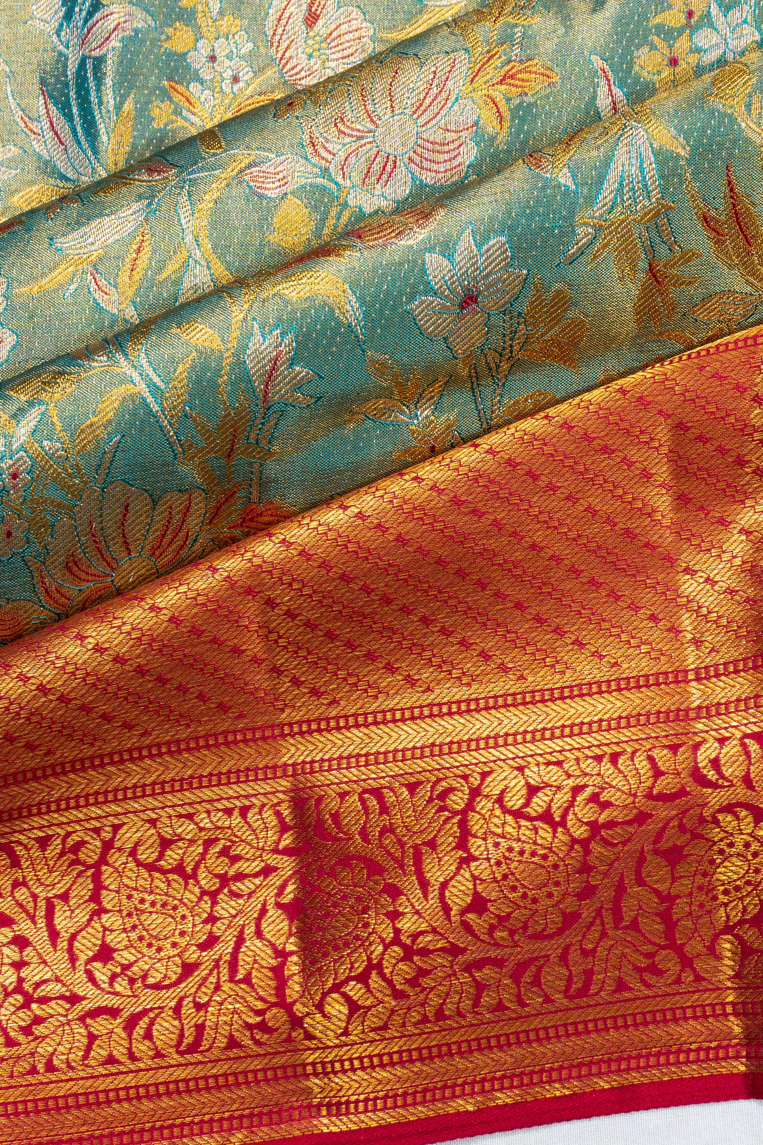 Taranga Kanchi Silk Tissue Brocade Sky Blue Saree