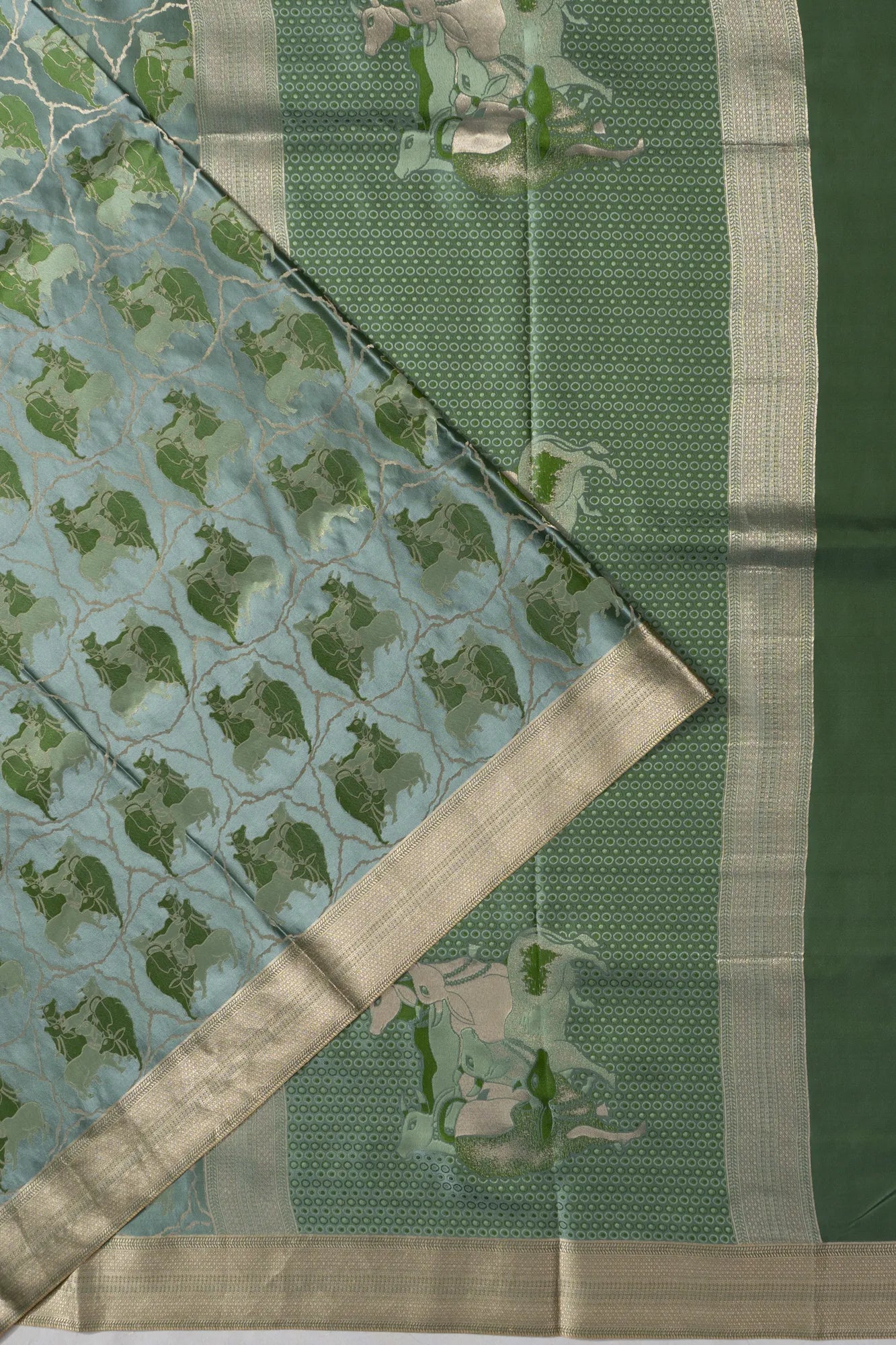 Banarasi Satin Pichwai Brocade Green Saree