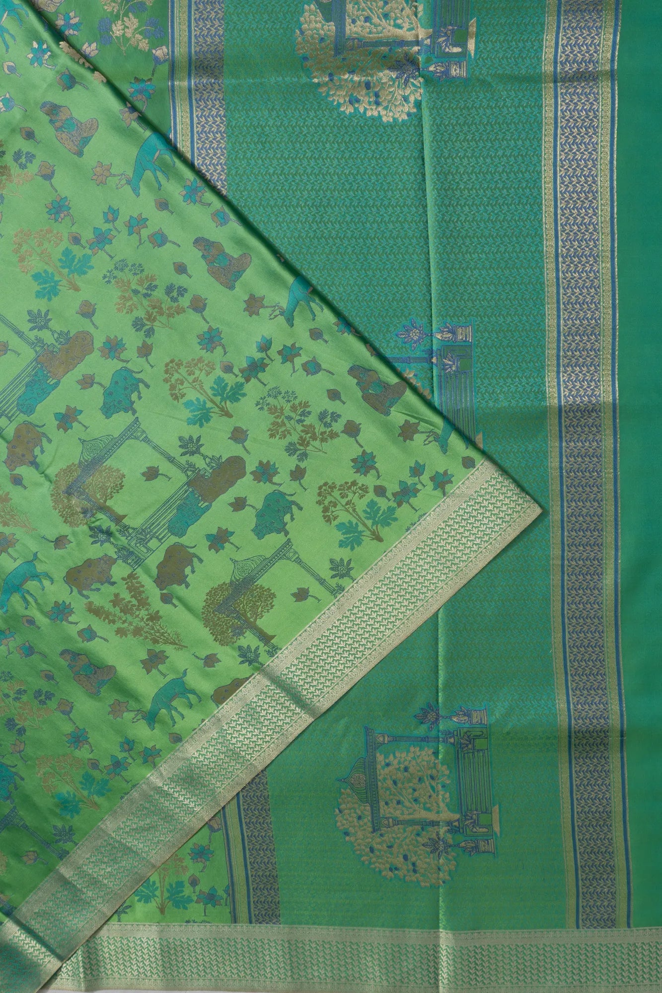 Banarasi Satin PIchwai Brocade Green Saree