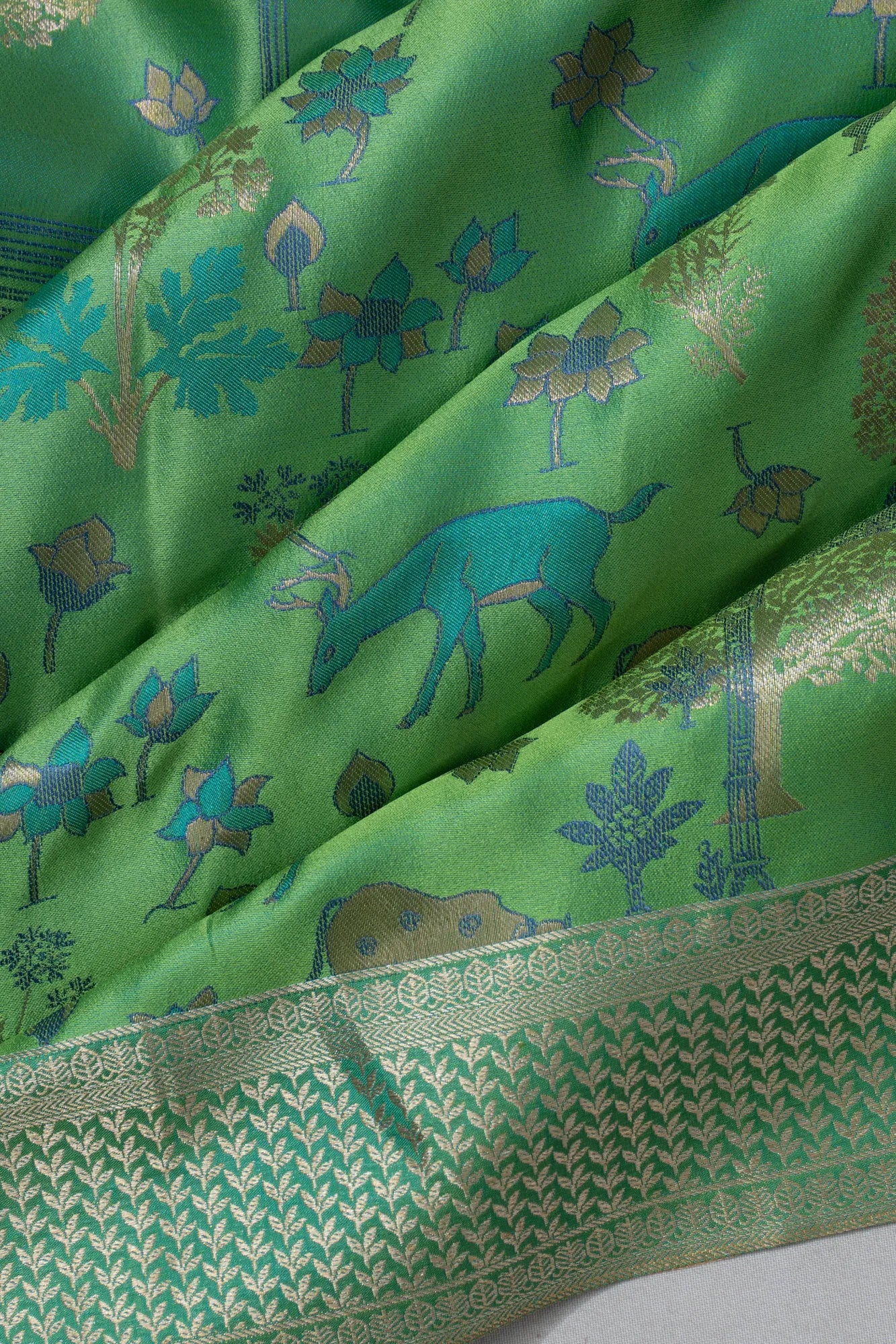 Banarasi Satin PIchwai Brocade Green Saree