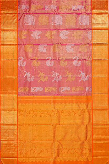 Kanchipuram Silk Tissue Butta Pink Saree