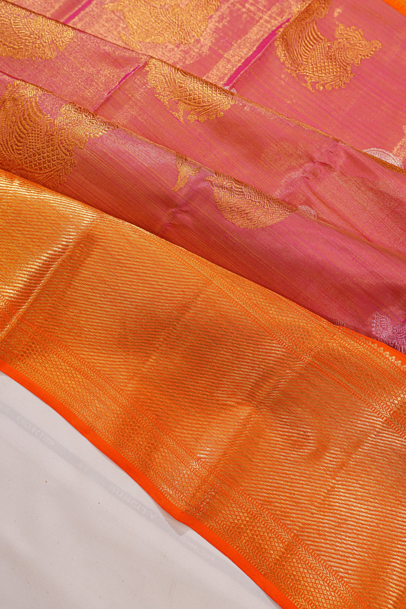 Kanchipuram Silk Tissue Butta Pink Saree