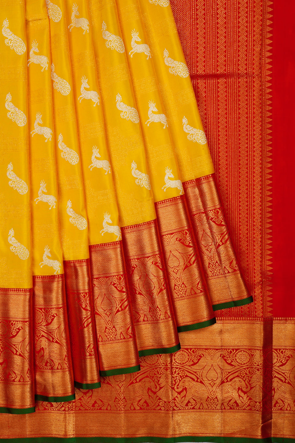 Kanchipuram Silk Brocade Yellow Saree