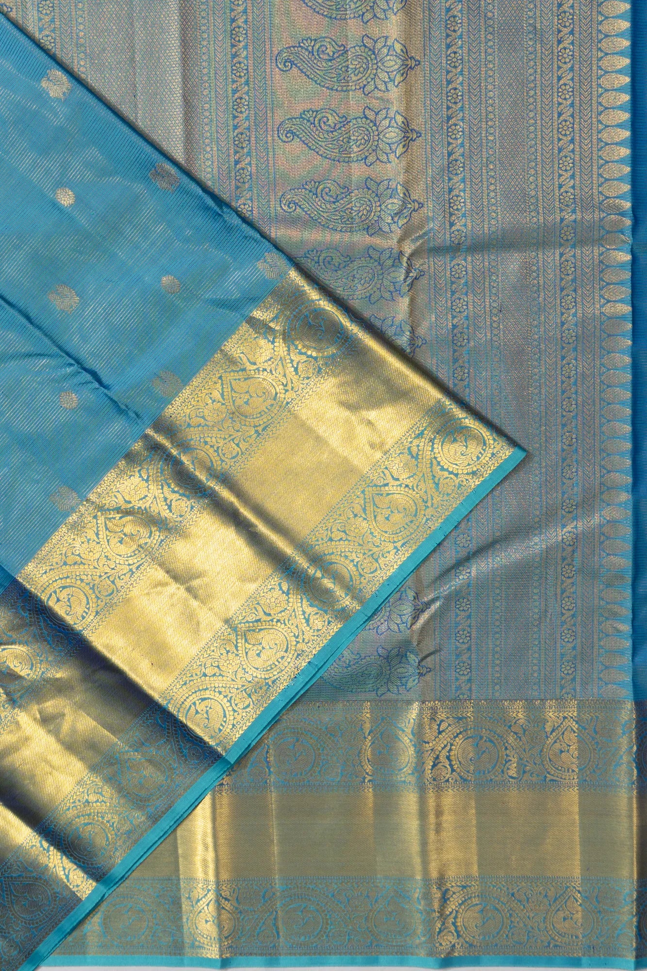 Taranga Kanchi Silk Oosi Lines And Butta Blue Saree