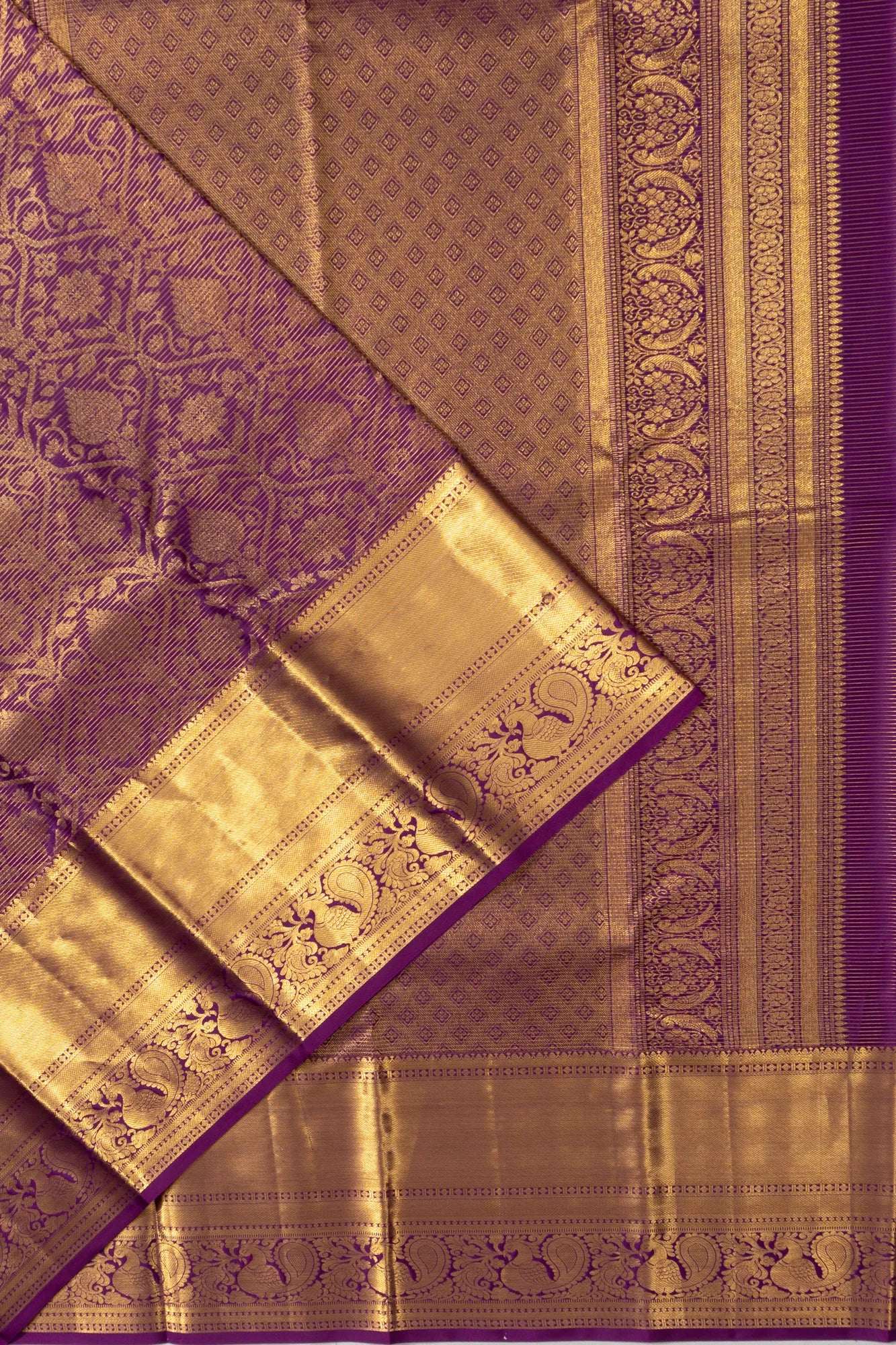 Taranga Kanchi Silk Oosi Lines And Brocade Purple Saree