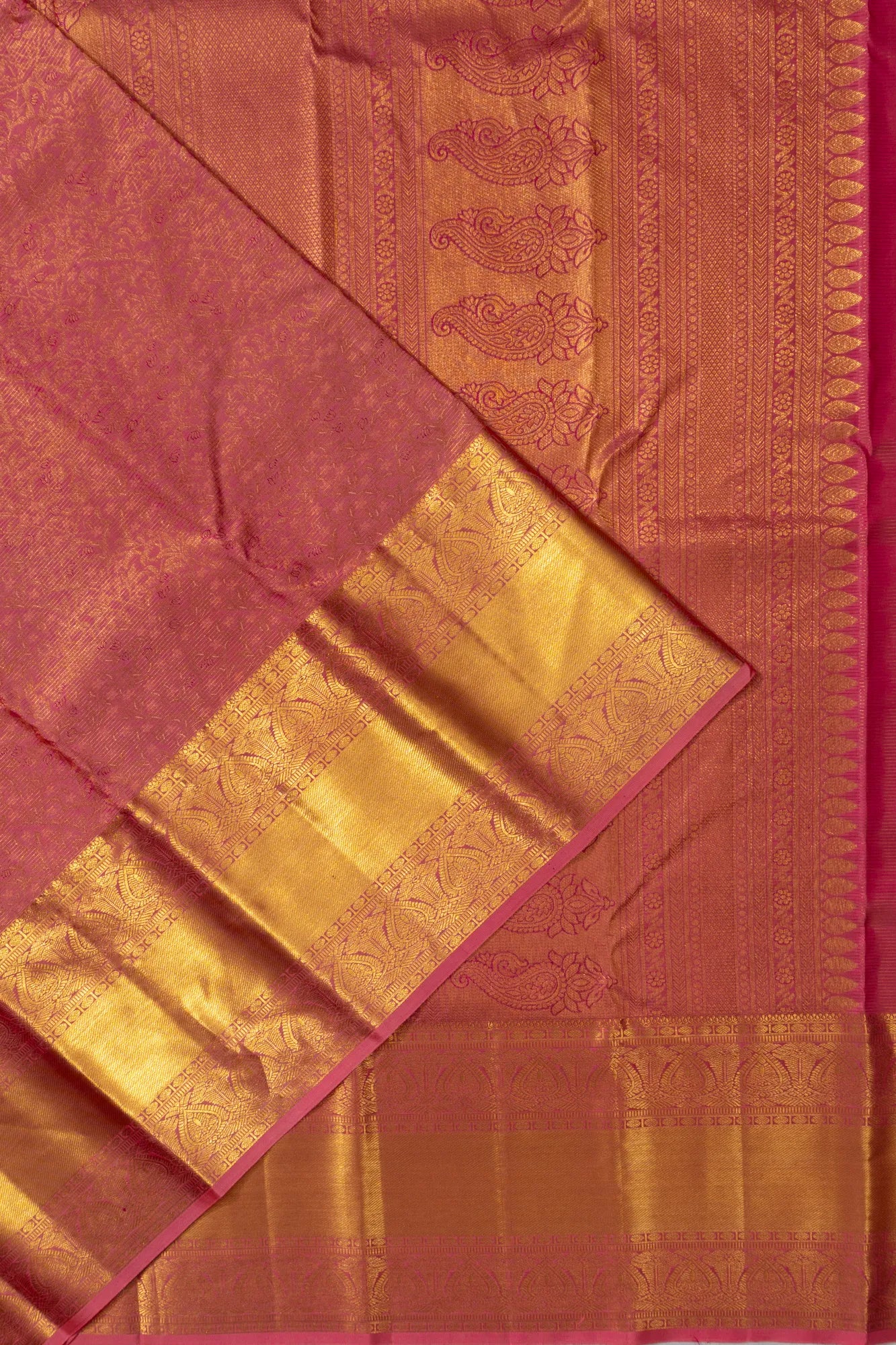 Taranga Kanchi Silk Oosi Line And Brocade Pink Saree