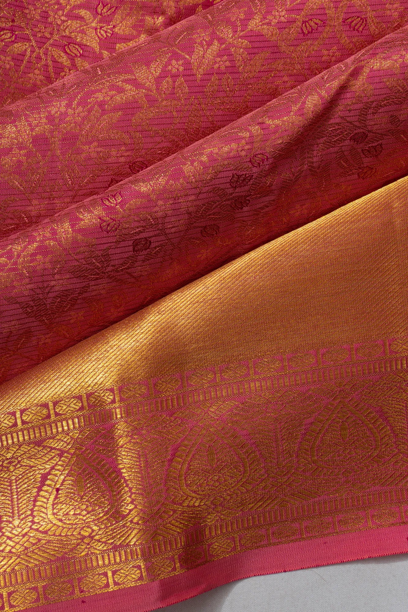 Taranga Kanchi Silk Oosi Line And Brocade Pink Saree