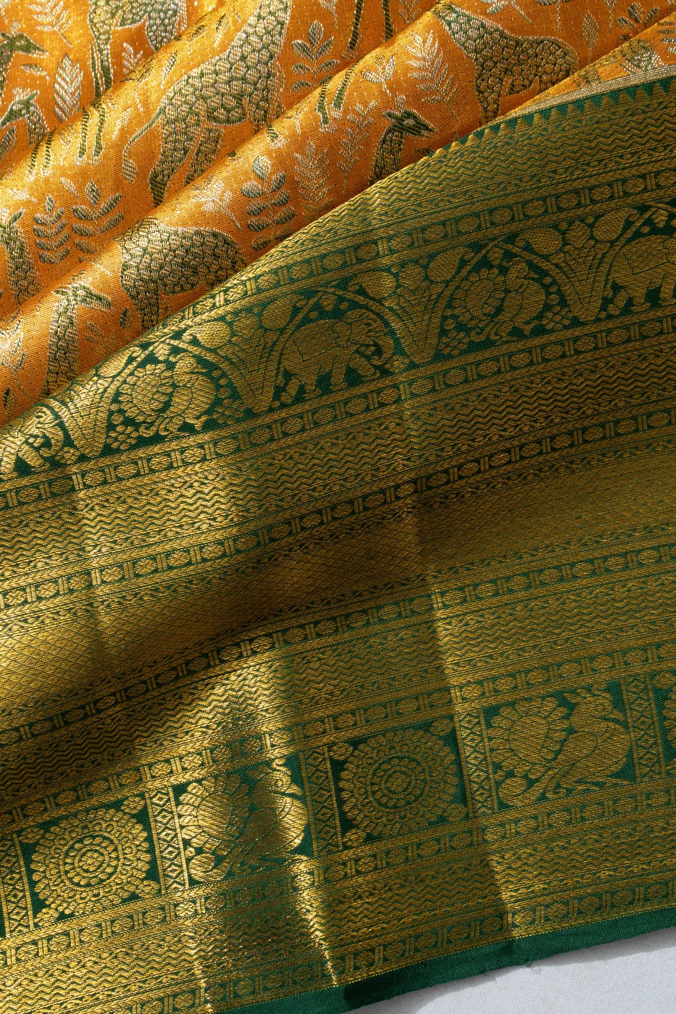 Taranga Kanchi Silk Tissue Brocade Yellow Saree