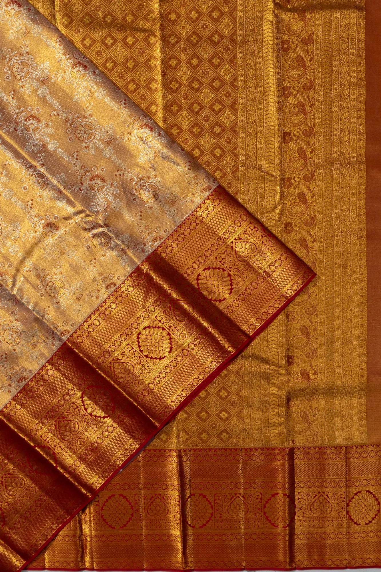 Taranga Kanchi Silk Tissue Brocade Gold Saree