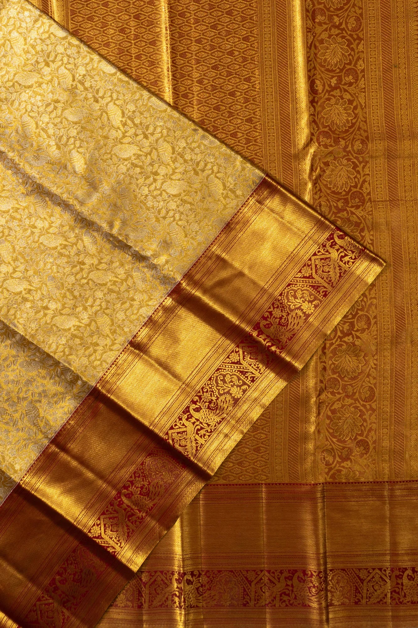 Taranga Kanchi Silk Tissue Brocade Gold Saree