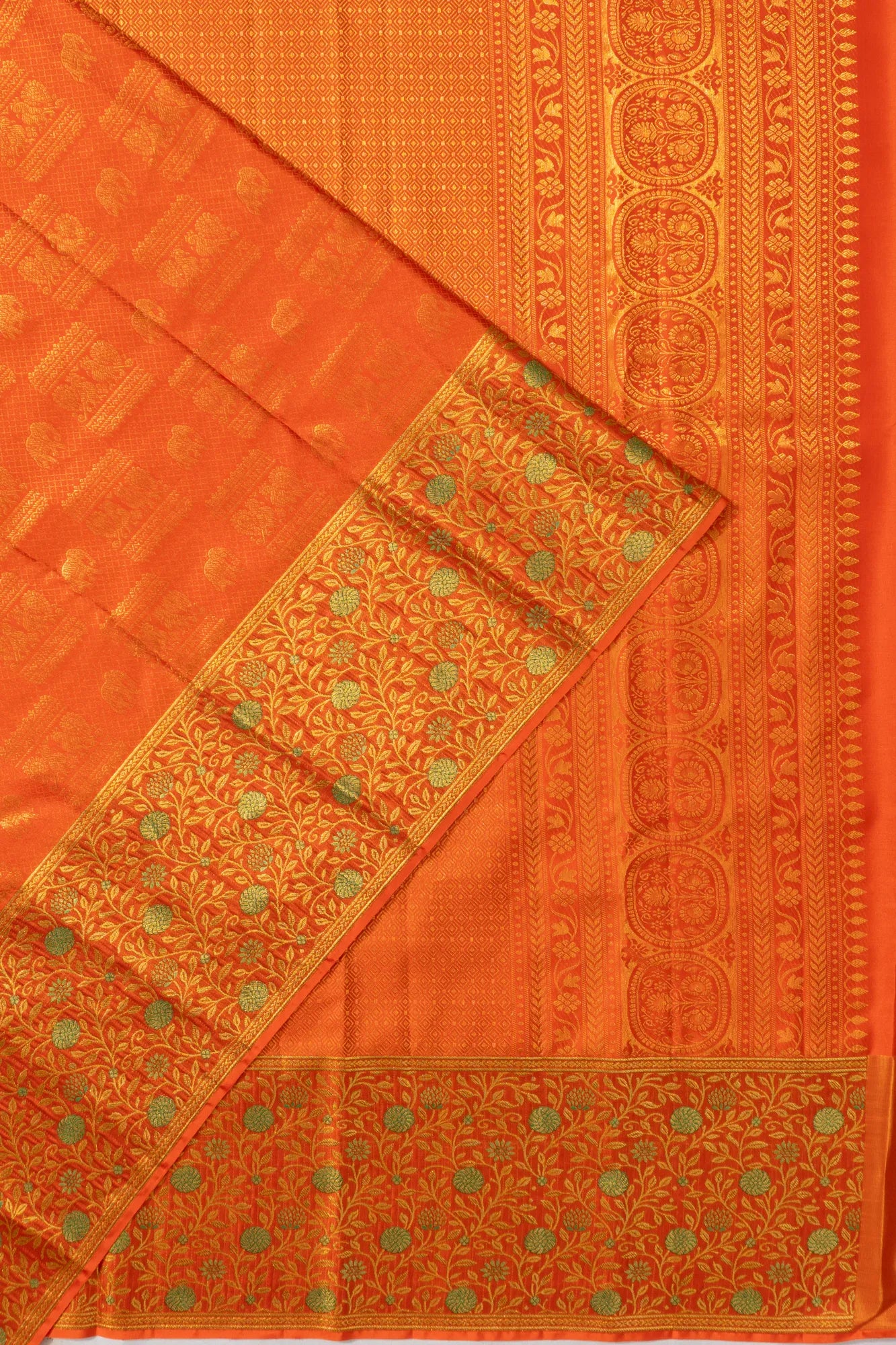 Taranga Kanchi Silk Brocade Orange Saree