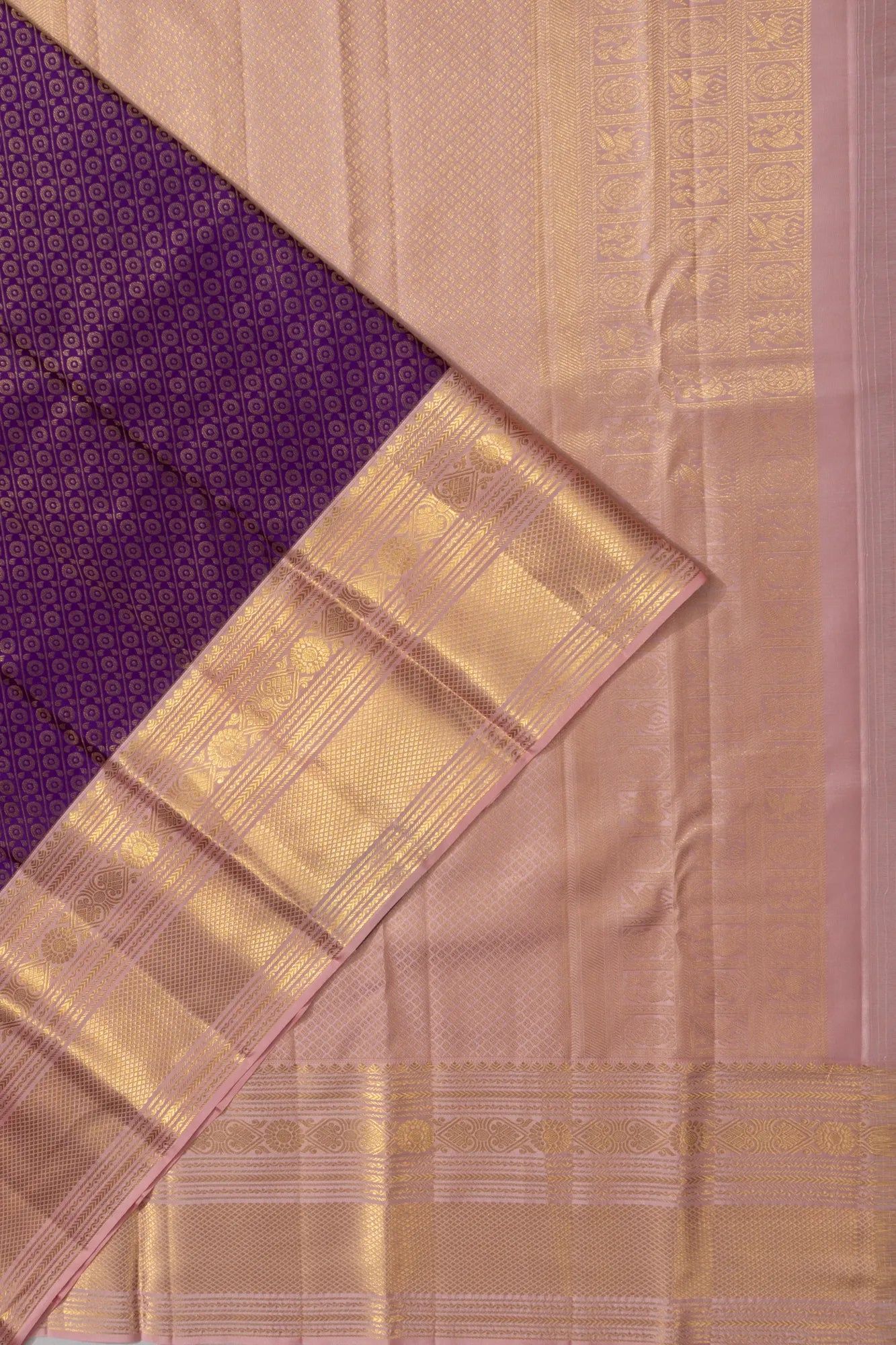 Taranga Kanchi Silk Brocade Violet Plain Saree