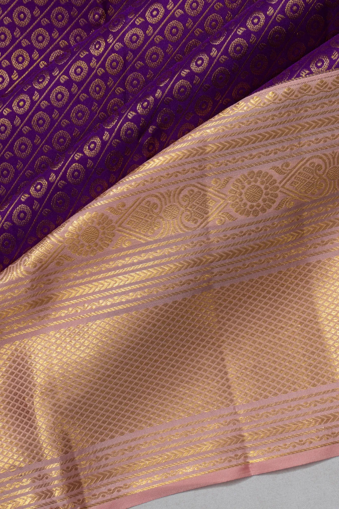 Taranga Kanchi Silk Brocade Violet Plain Saree