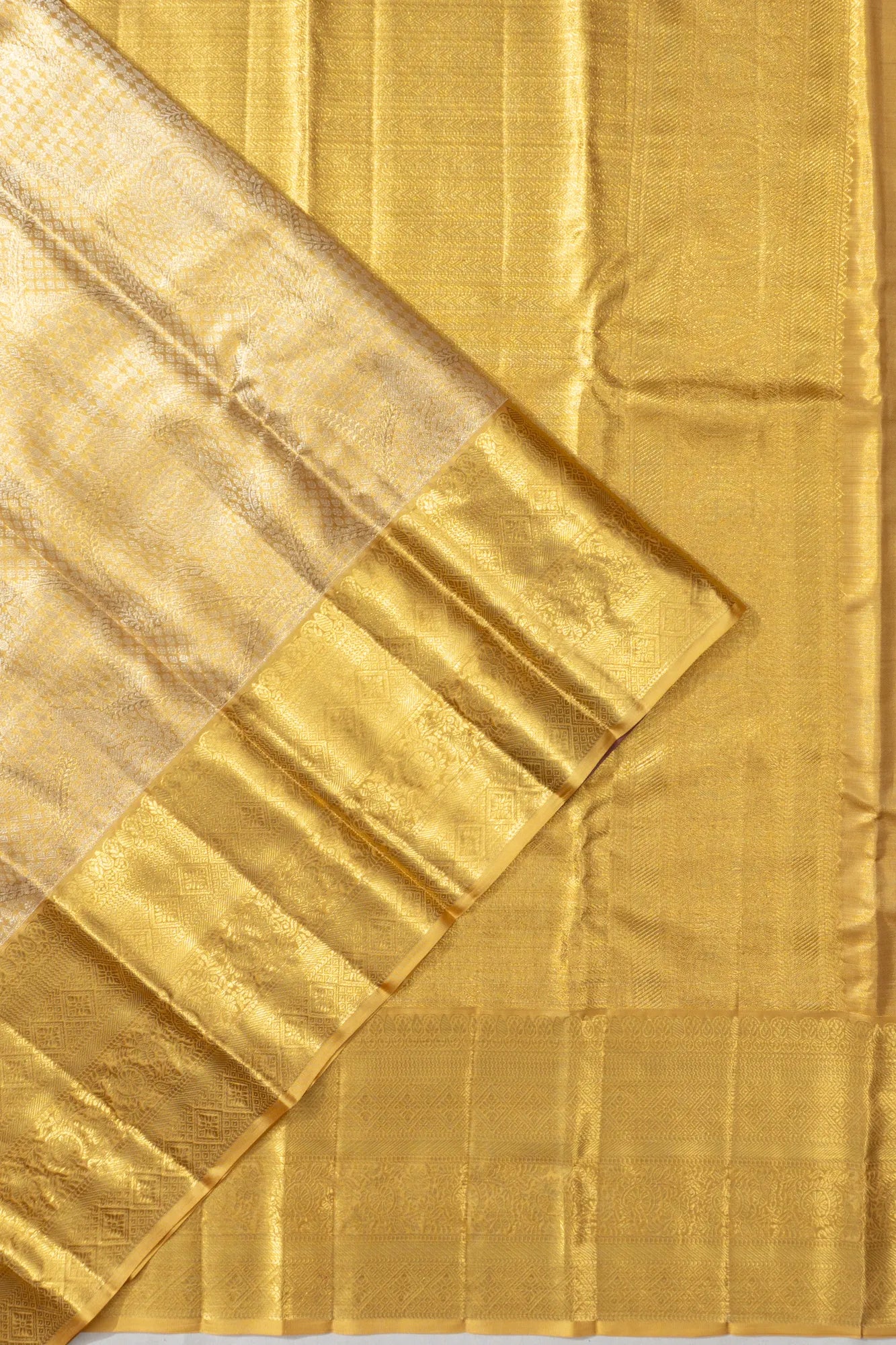 Kanchipuram Silk Tissue Brocade Gold Saree