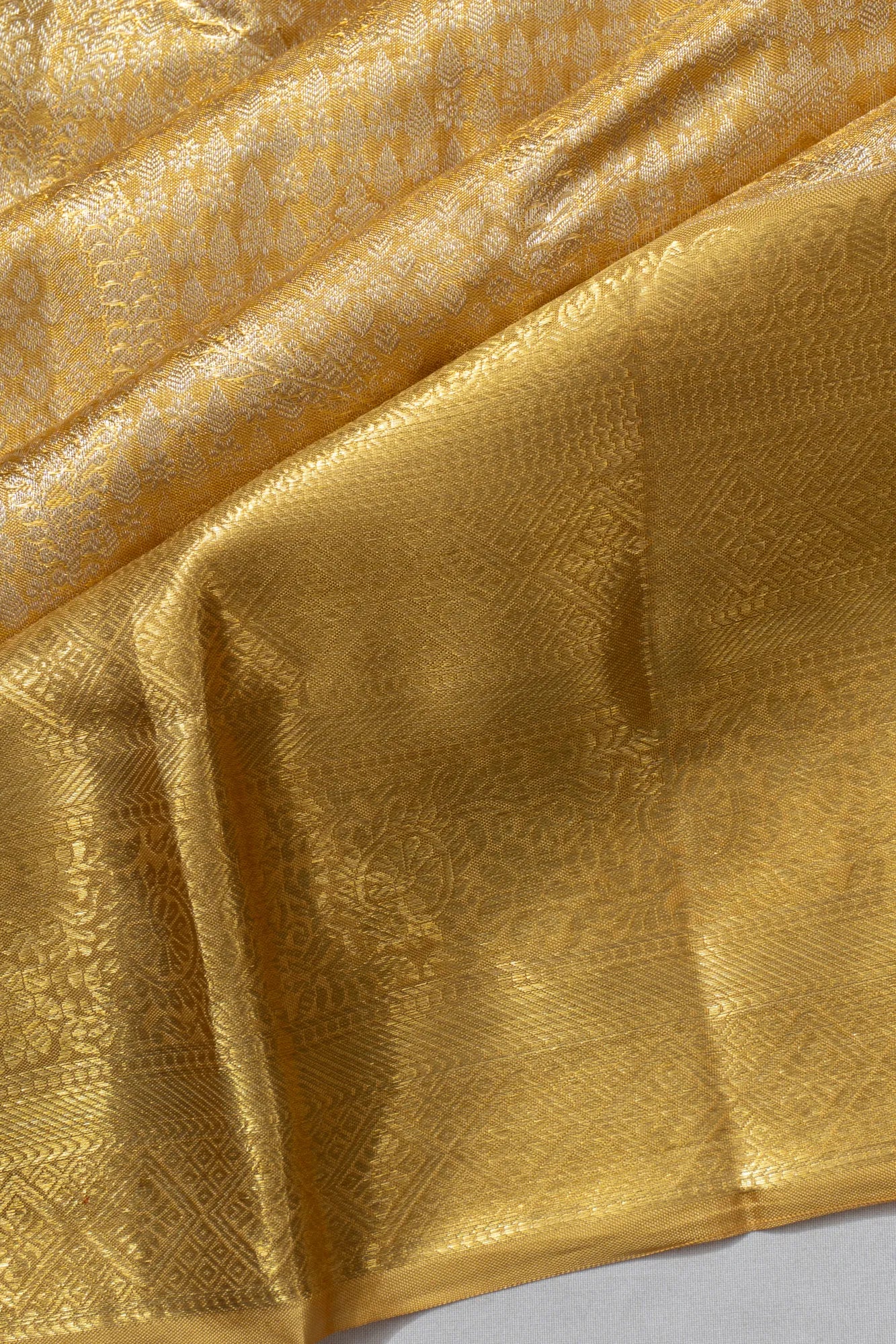 Kanchipuram Silk Tissue Brocade Gold Saree