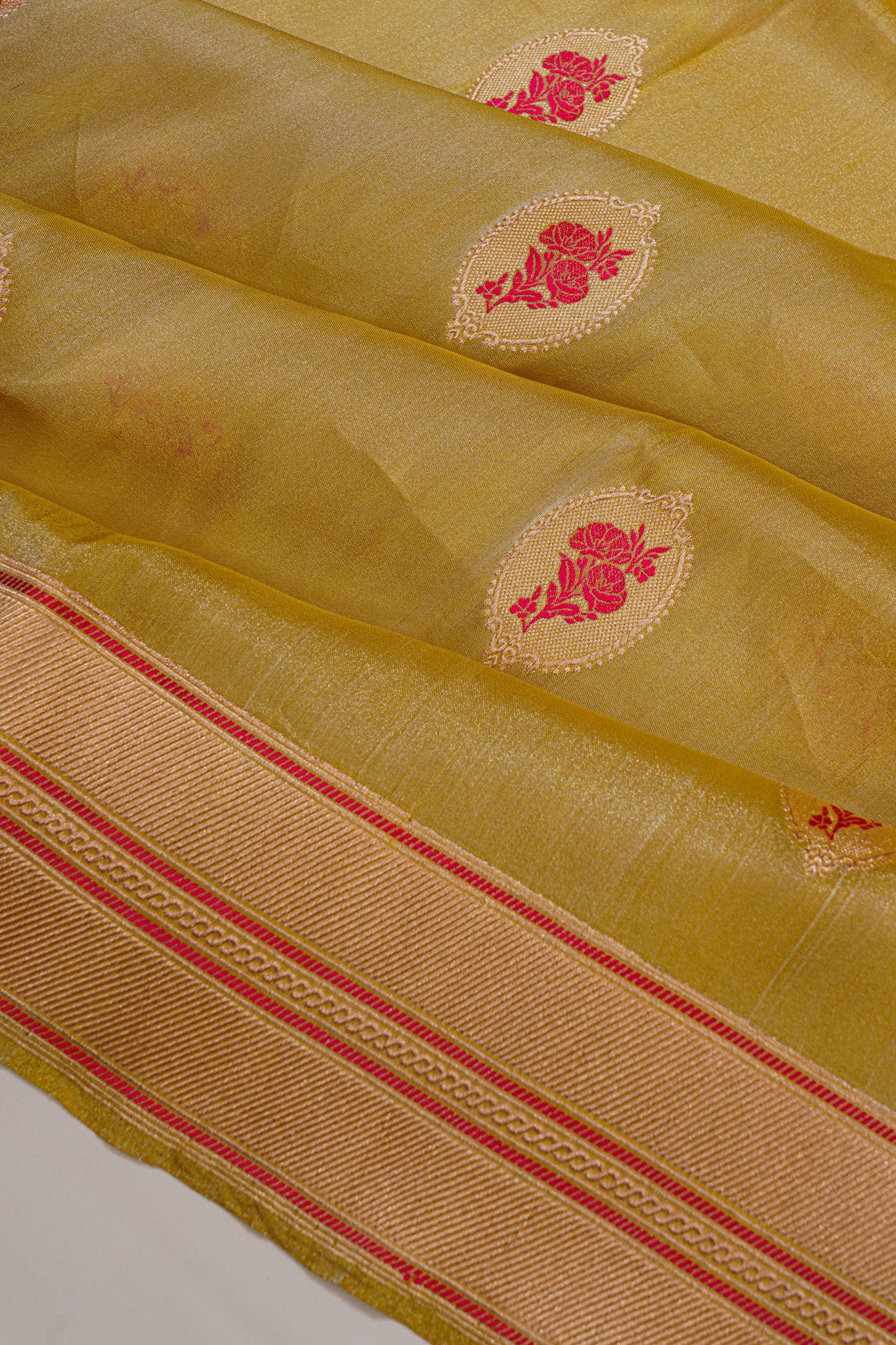 Banarasi Kora Organza Butta Green Saree