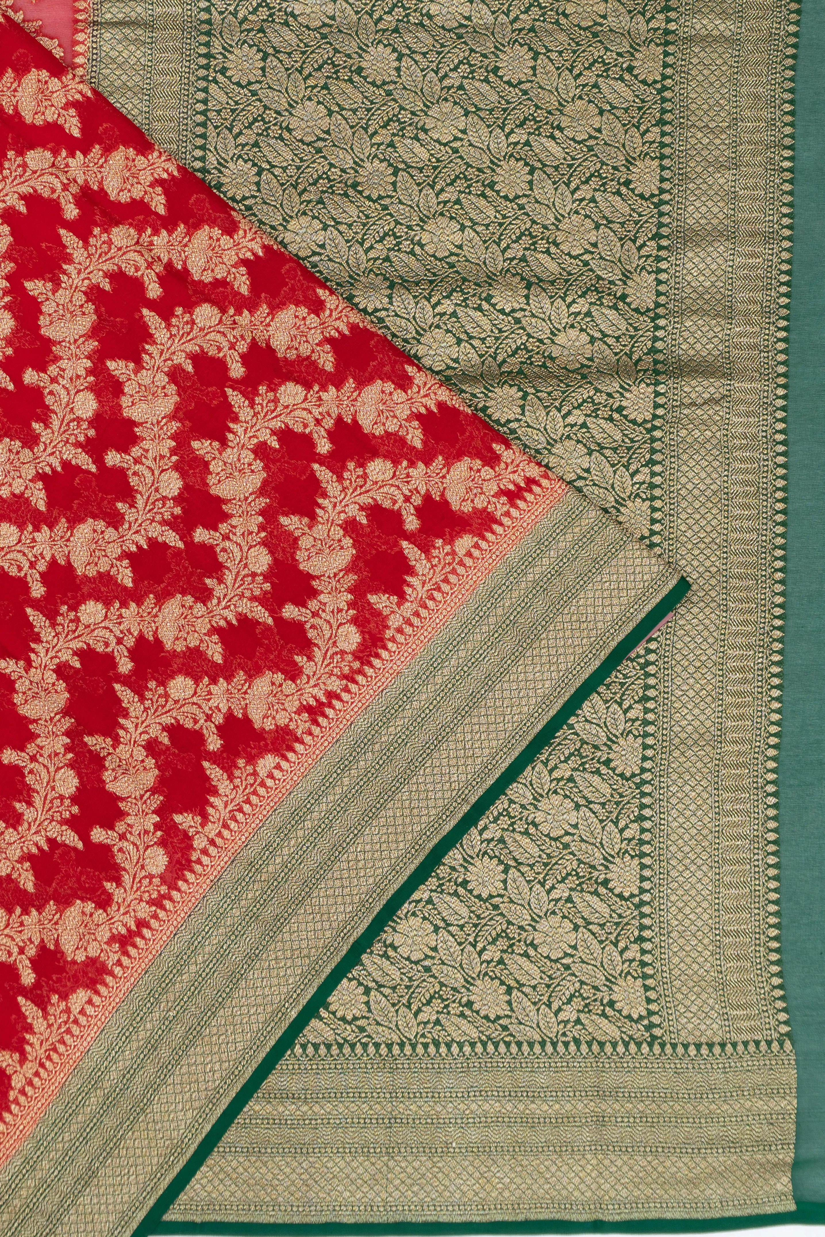 Banarasi Georgette Brocade Red Saree