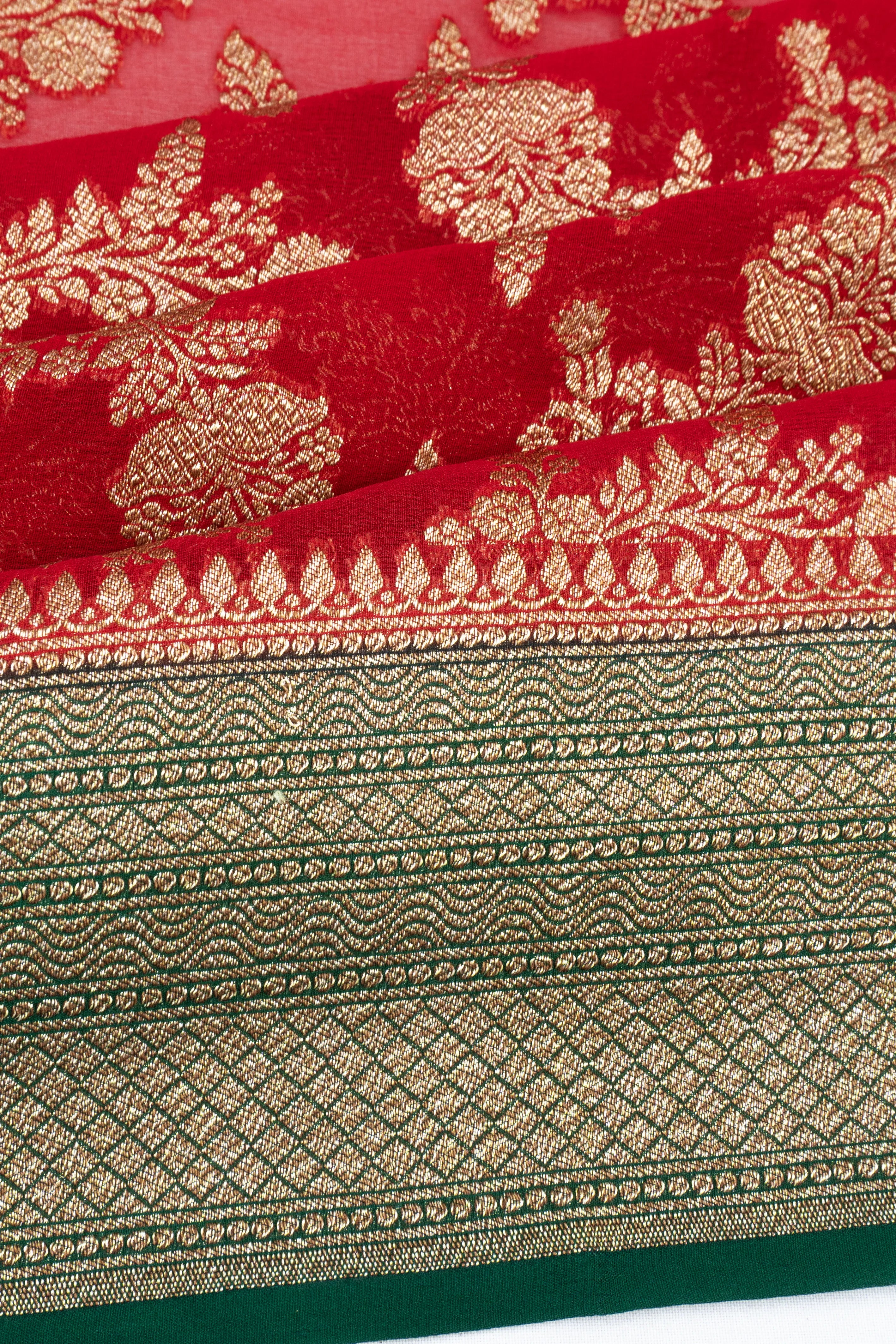 Banarasi Georgette Brocade Red Saree