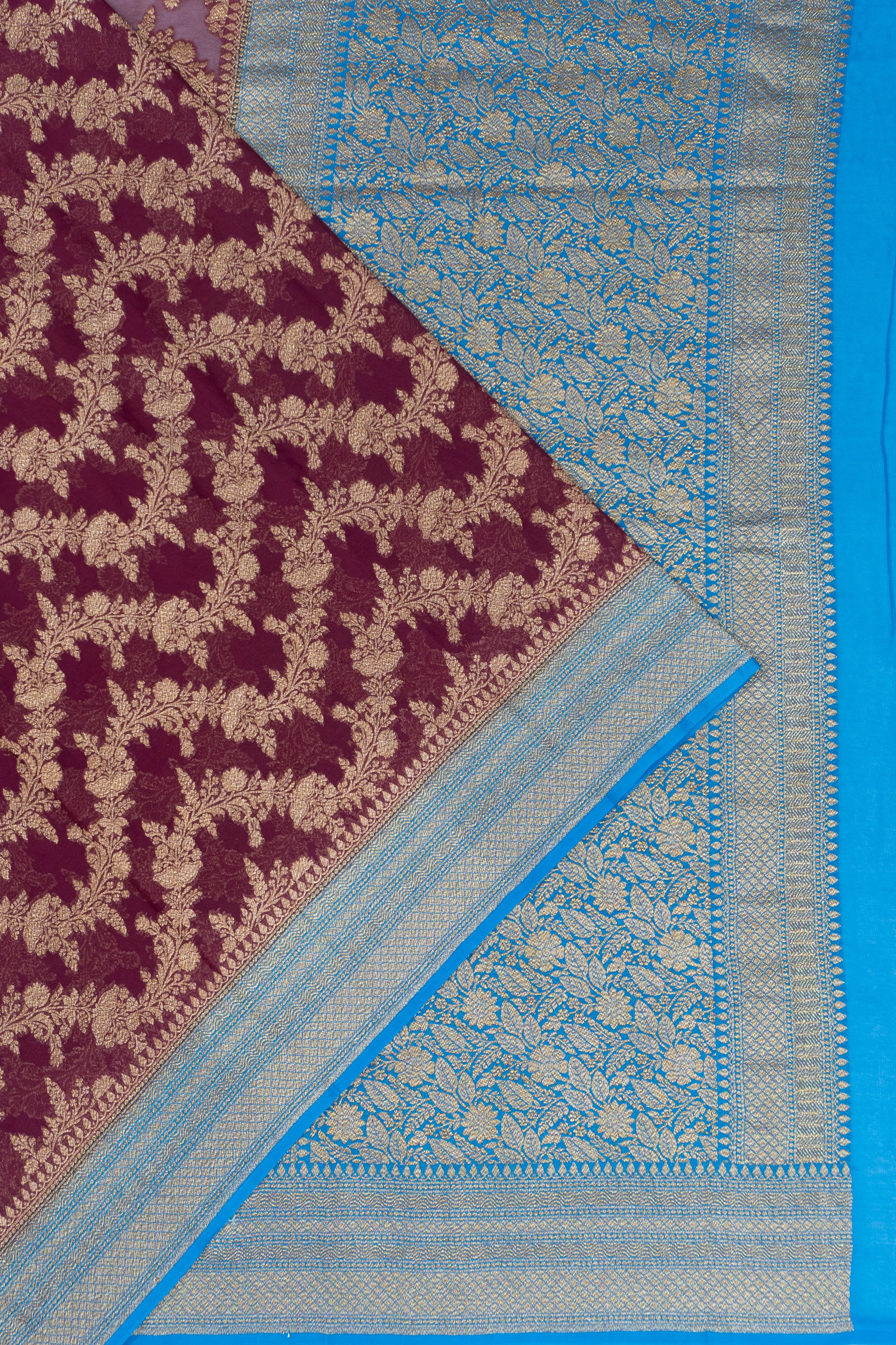 Banarasi Georgette Brocade Burgundy Saree