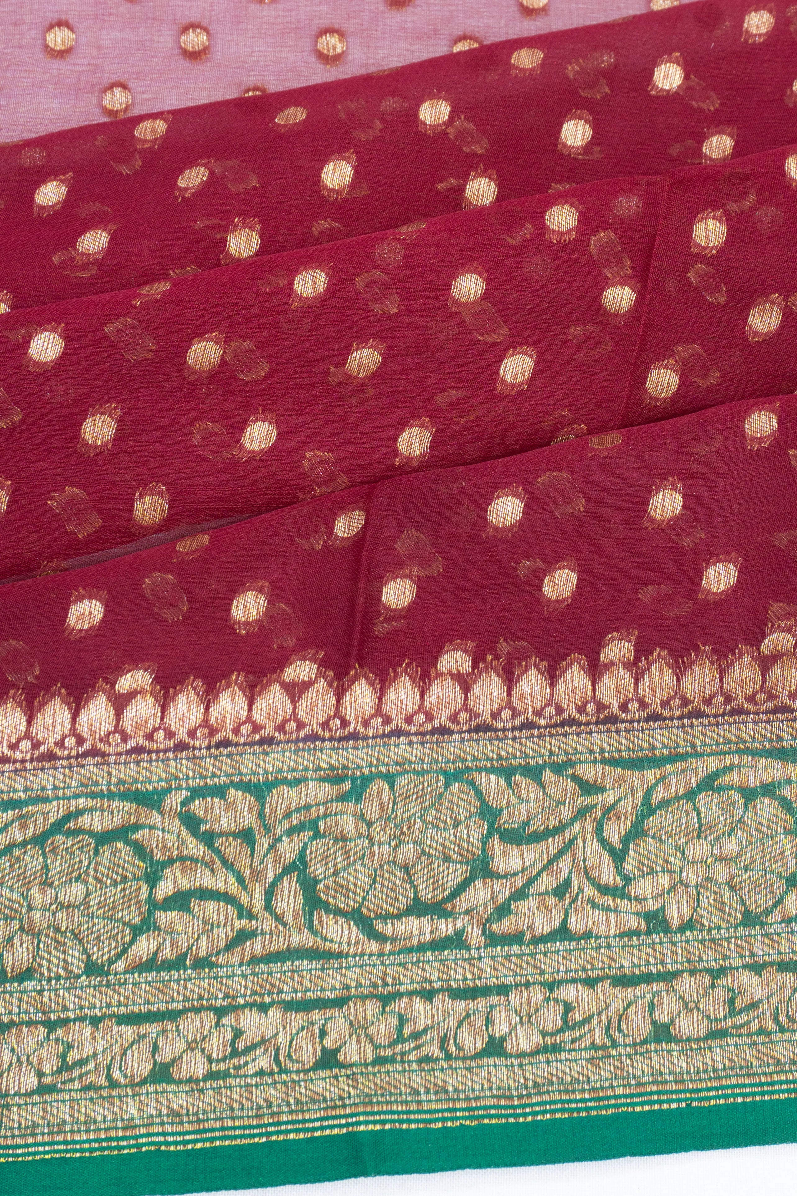 Banarasi Georgette Brocade Maroon Saree