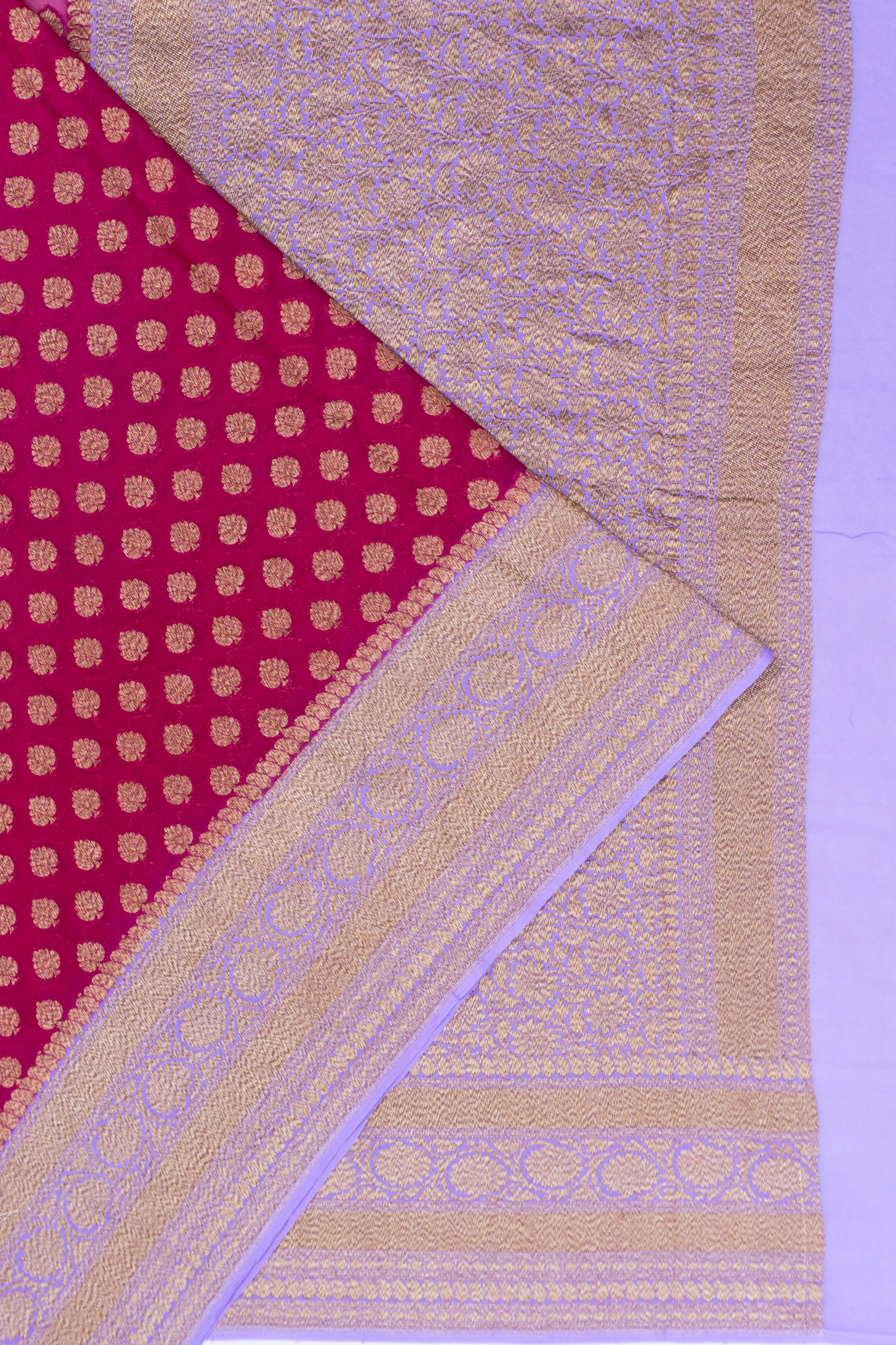 Banarasi Georgette Brocade Rani Pink Saree