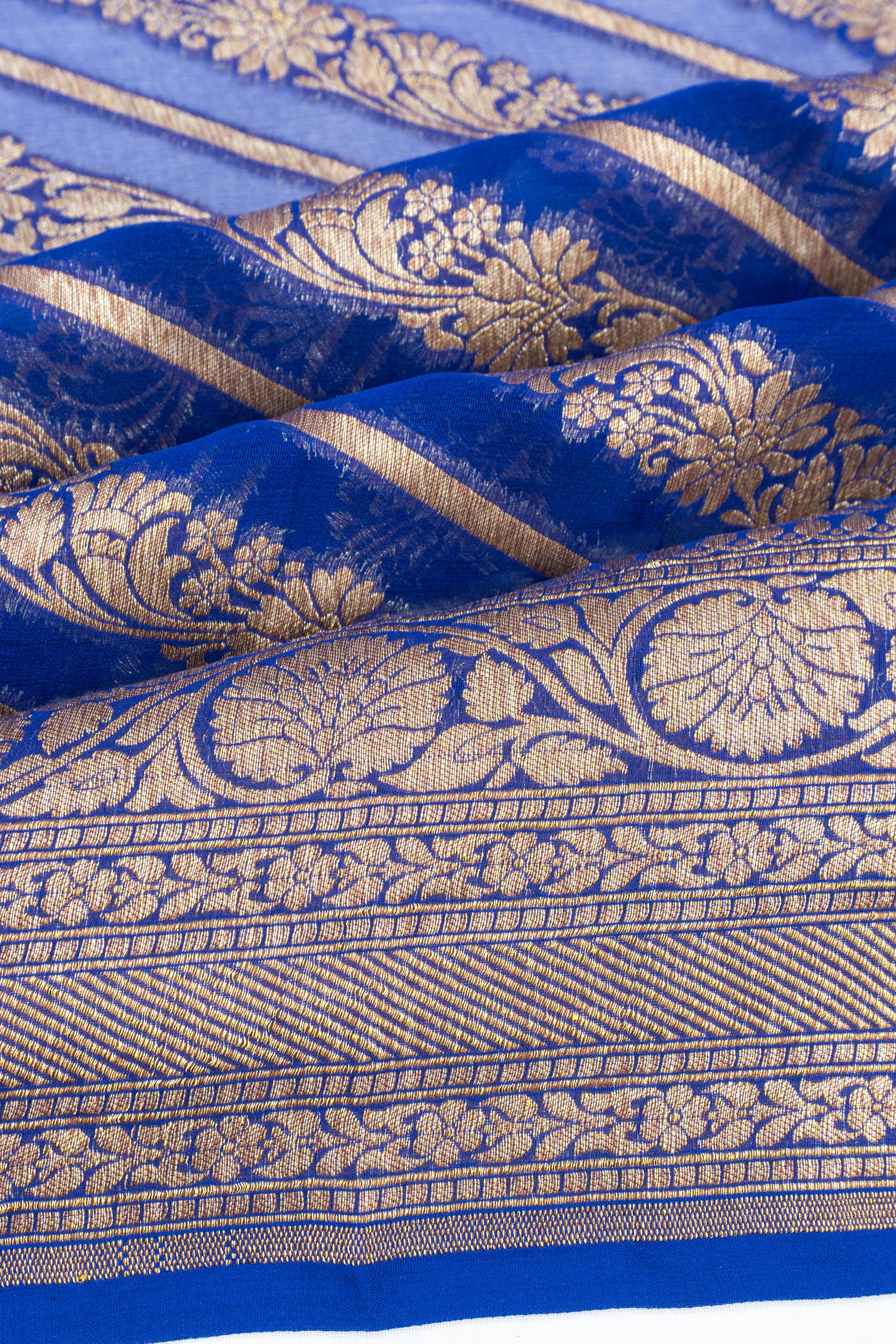 Banarasi Georgette Brocade Royal Blue Saree