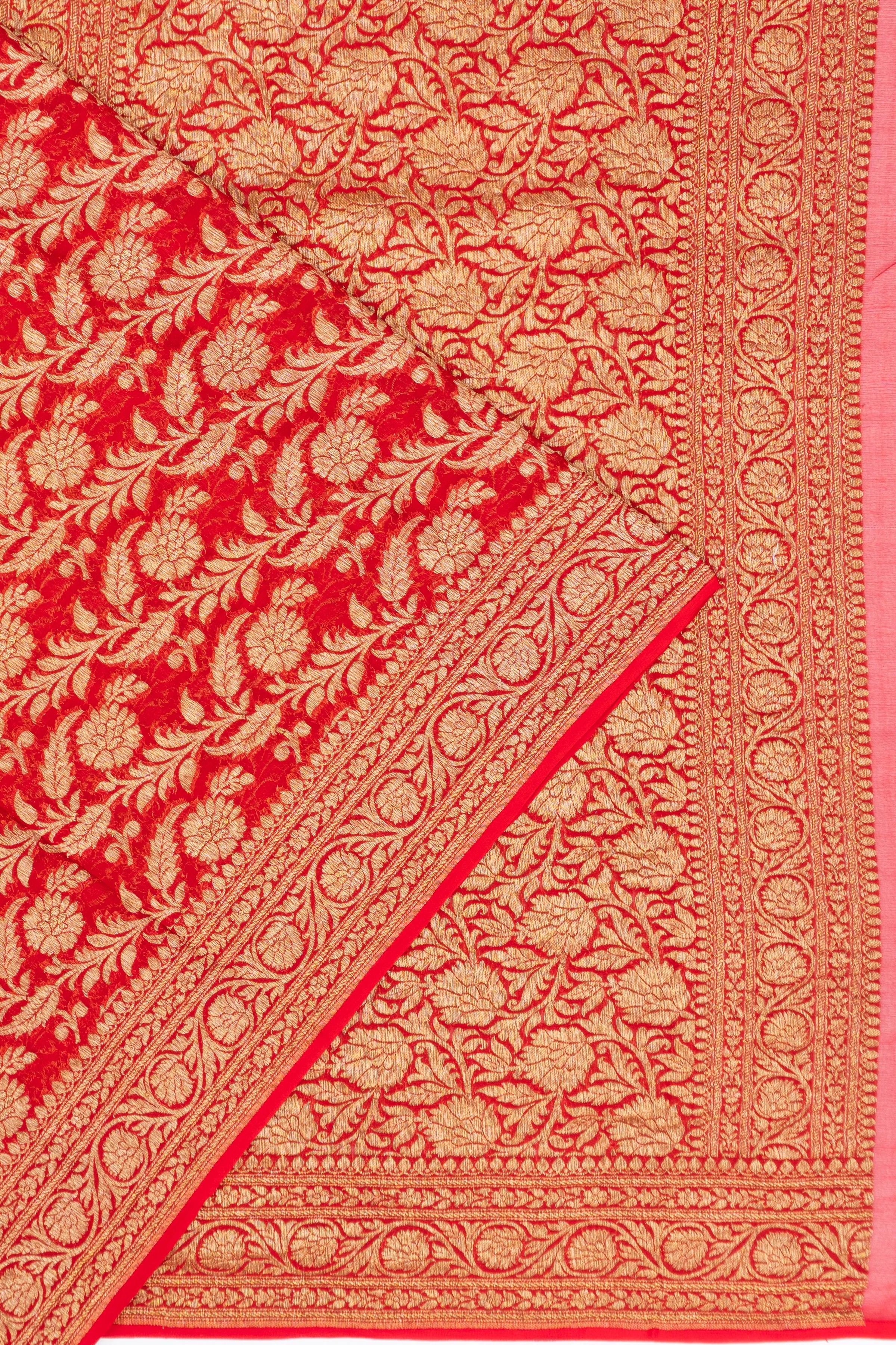 Banarasi Georgette Brocade Red Saree