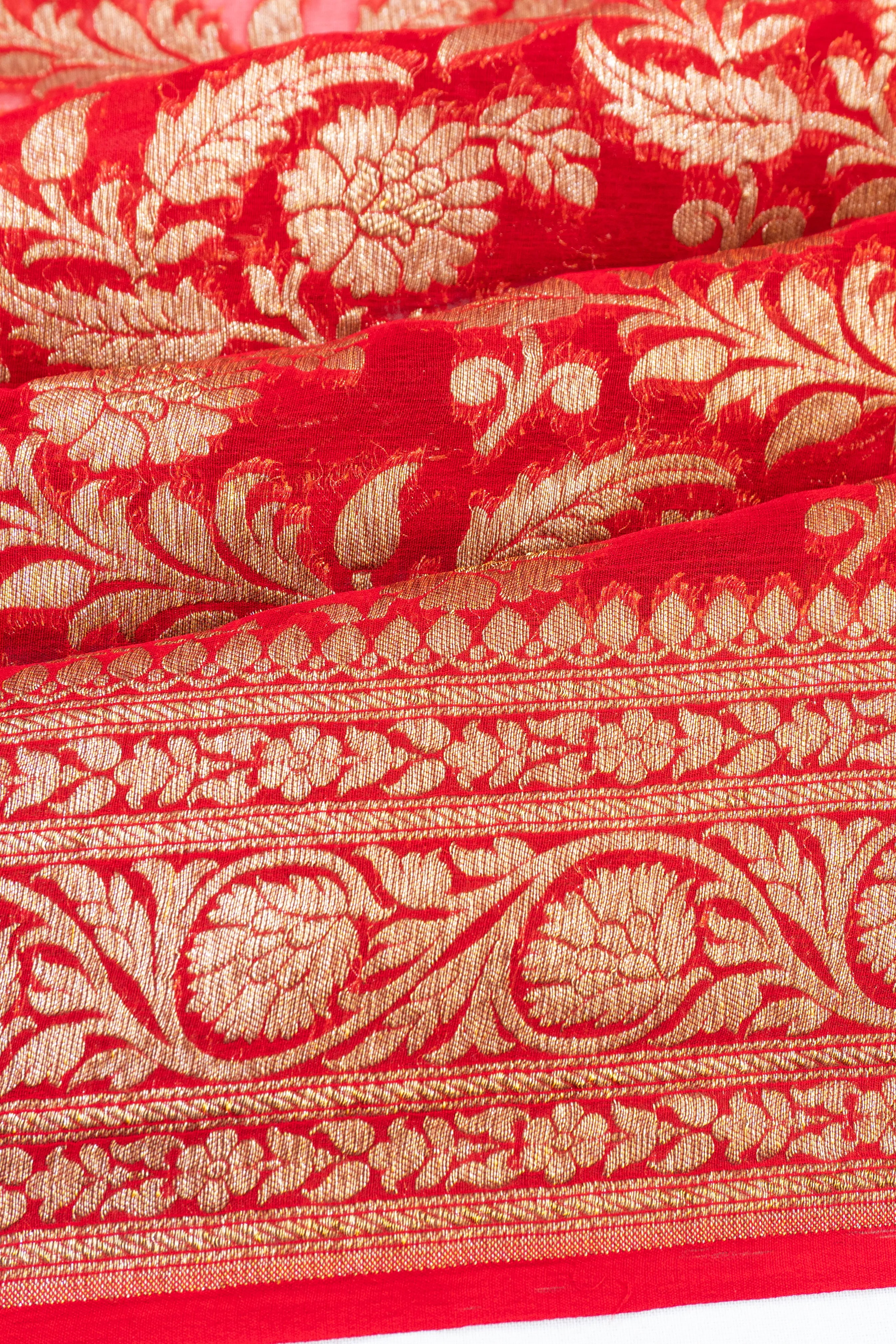 Banarasi Georgette Brocade Red Saree