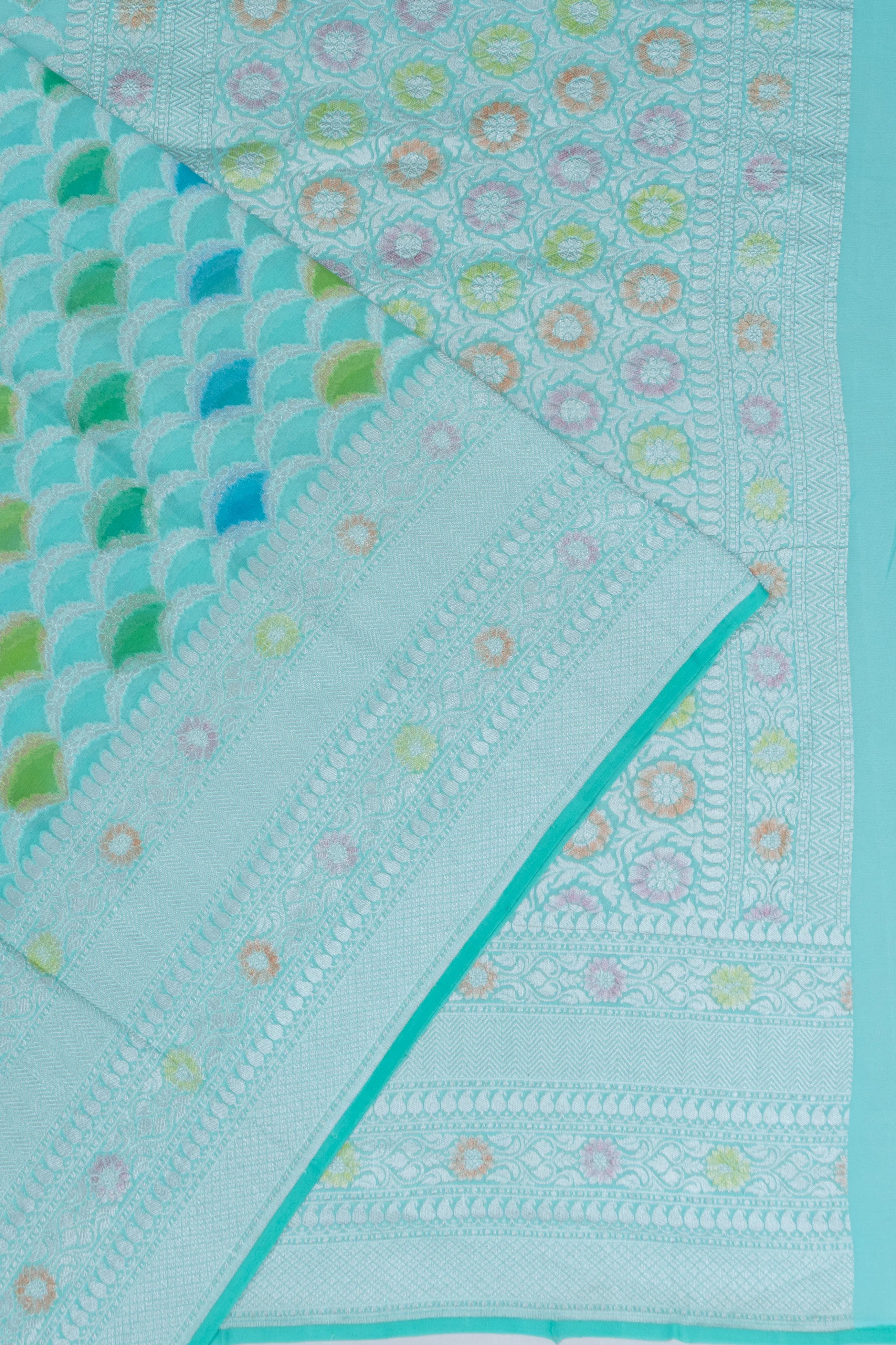 Banarasi Georgette Brocade Sky Blue Saree