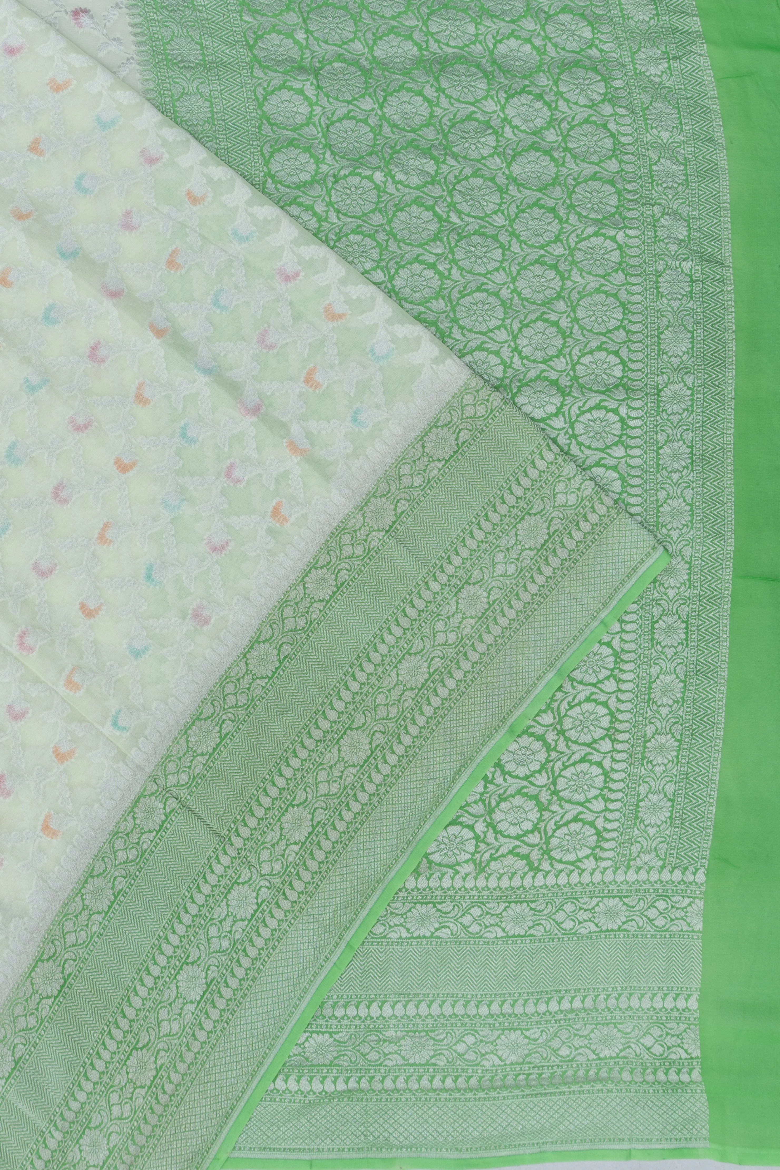 Banarasi Georgette Jaal Pastel Green Saree