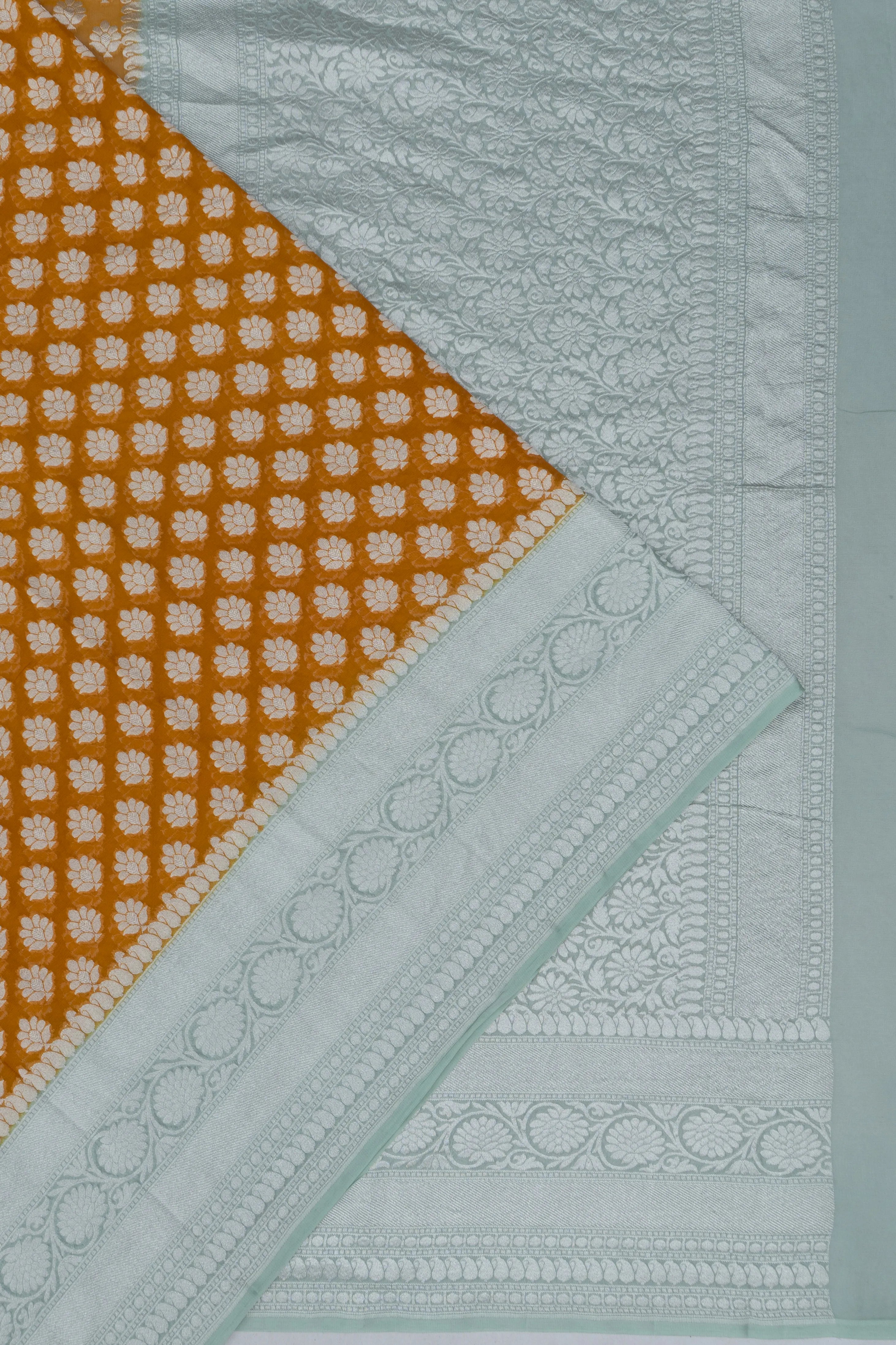 Banarasi Georgette Brocade Mustard Yellow Saree