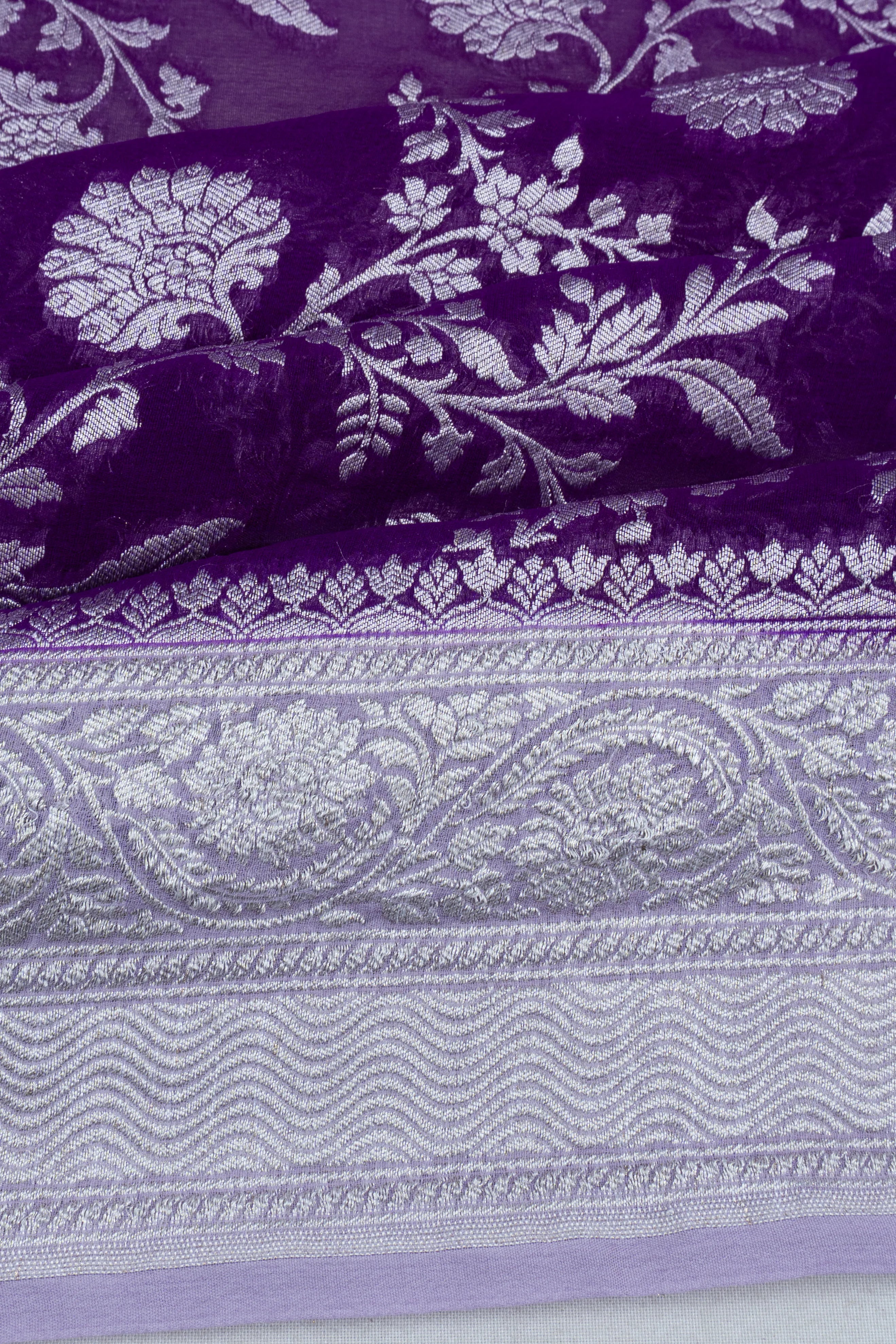 Banarasi Georgette Jaal Purple Saree