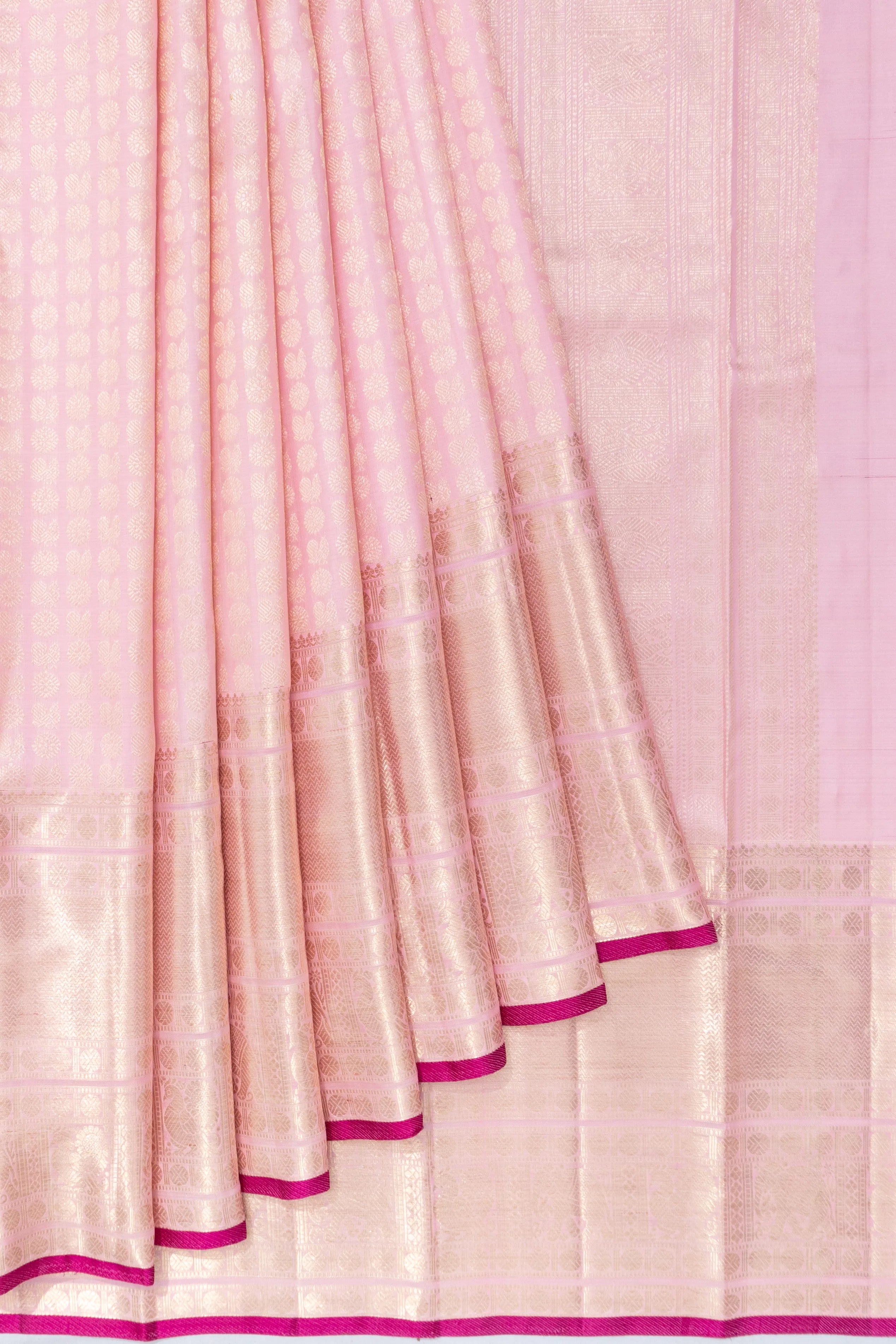 Kanchipuram Silk Brocade Baby Pink Saree