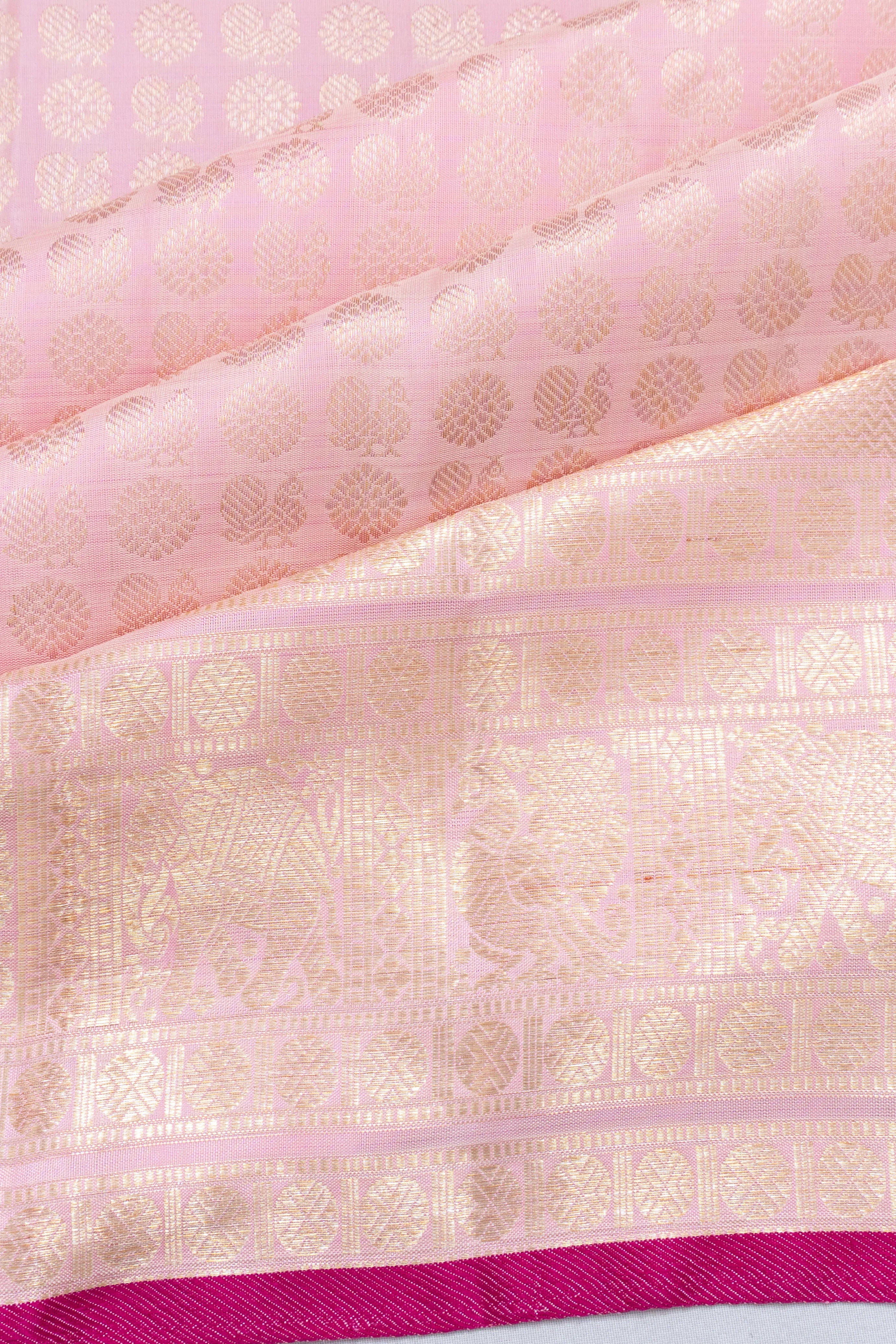 Kanchipuram Silk Brocade Baby Pink Saree