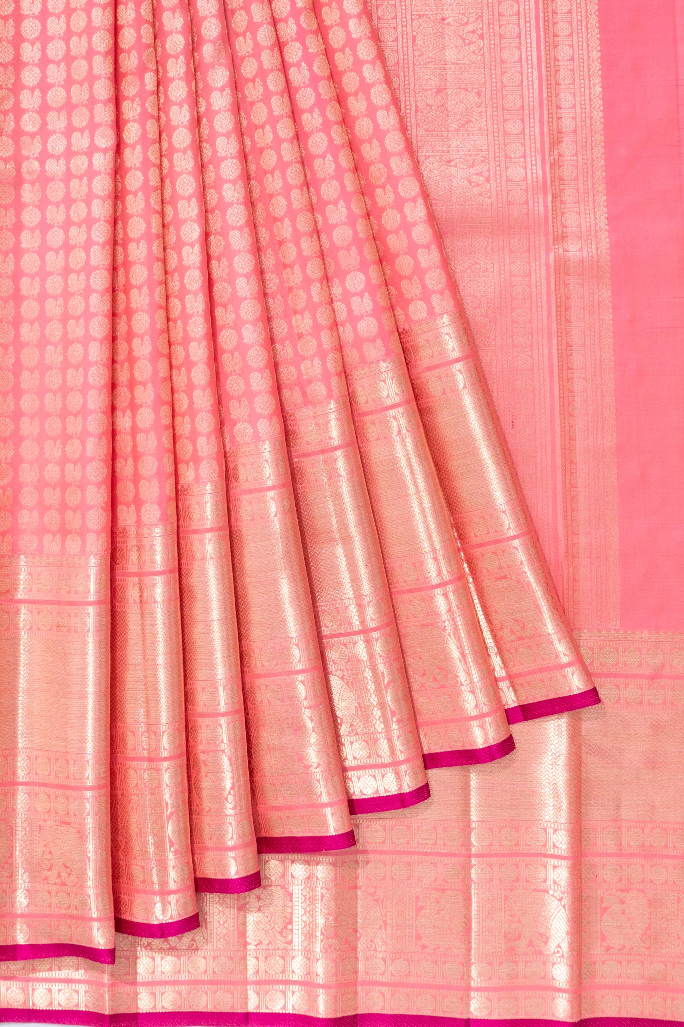 Kanchipuram Silk Brocade Pink Saree