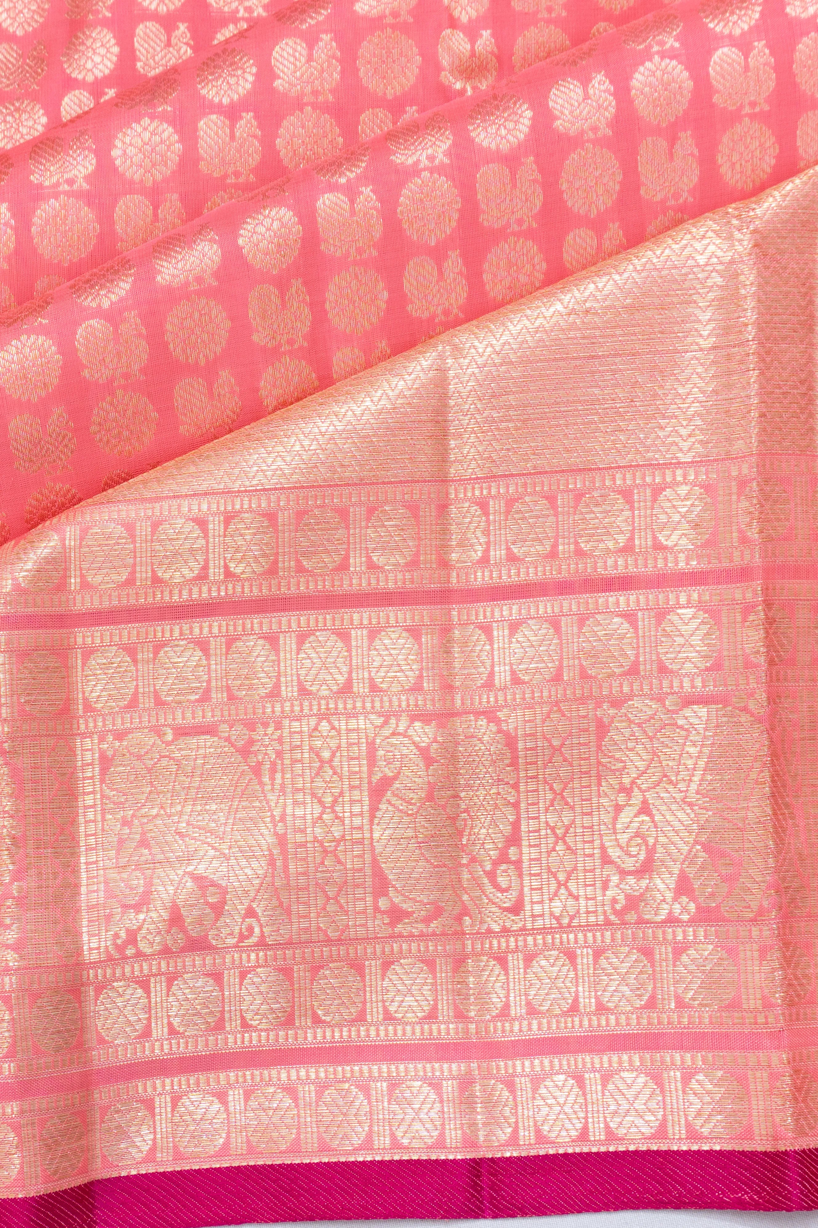 Kanchipuram Silk Brocade Pink Saree