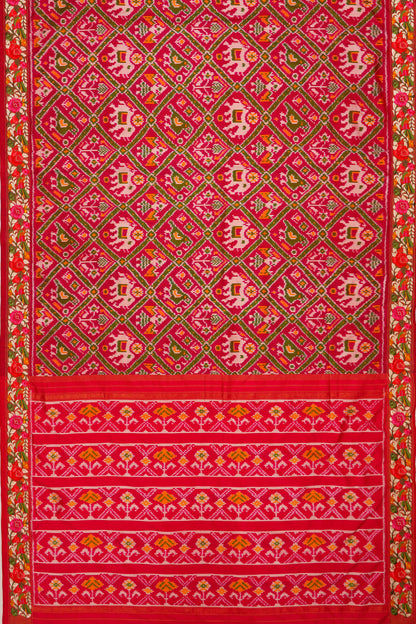 Pochampally Silk Ikat Pink Saree With Embroidery Border