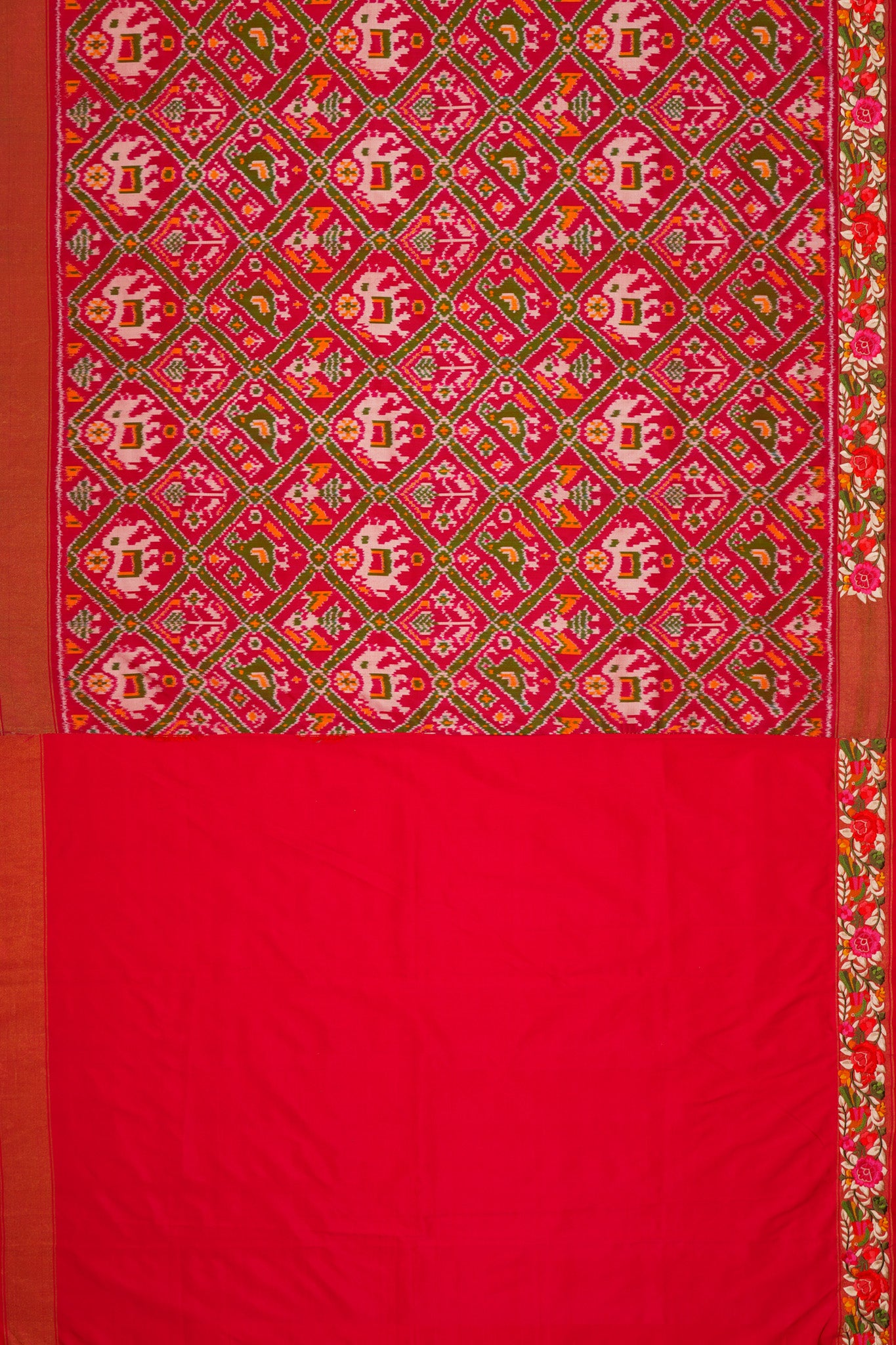 Pochampally Silk Ikat Pink Saree With Embroidery Border