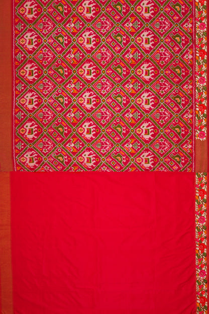 Pochampally Silk Ikat Pink Saree With Embroidery Border
