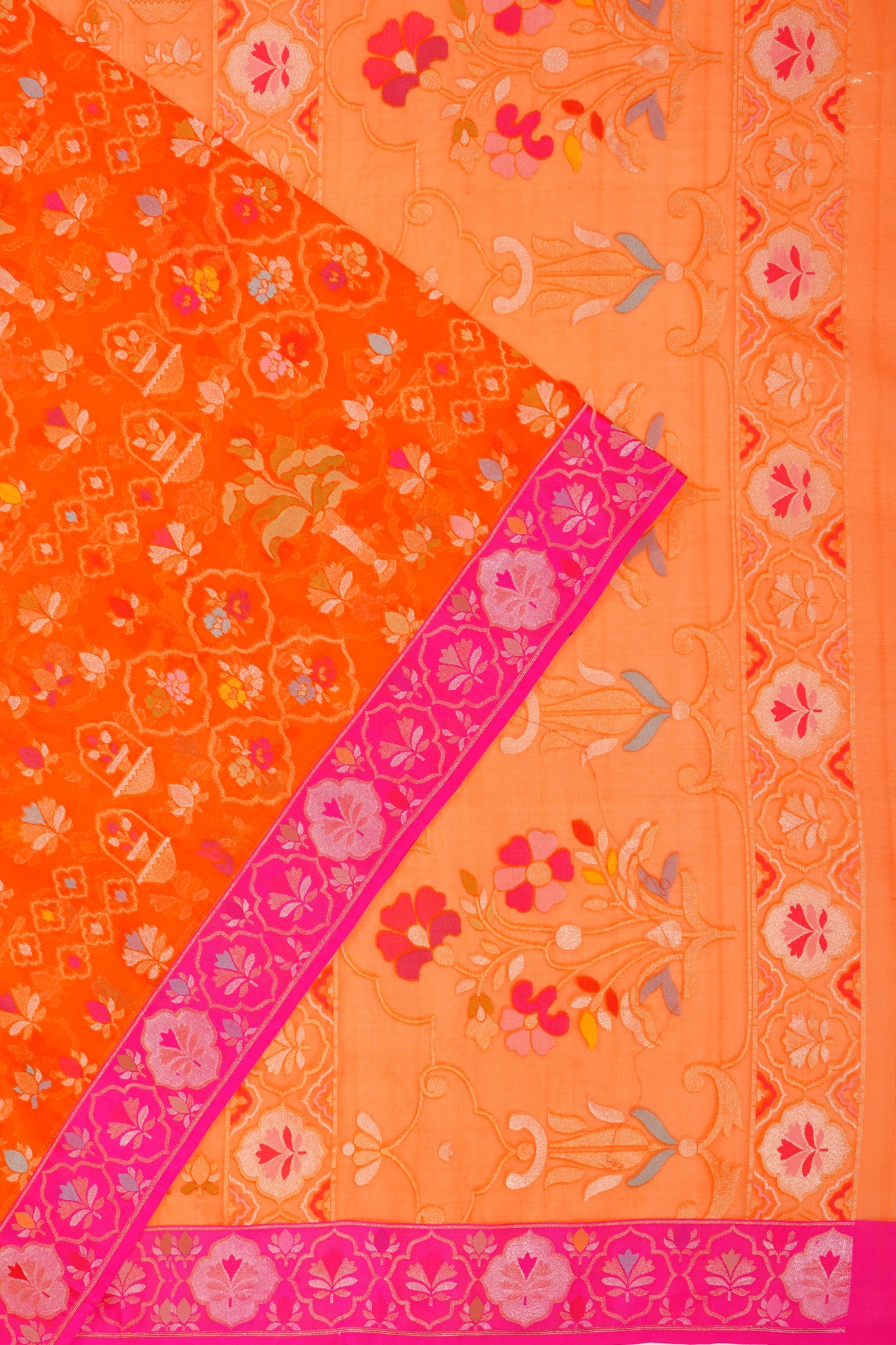 Banarasi Kora Organza Brocade Orange Saree