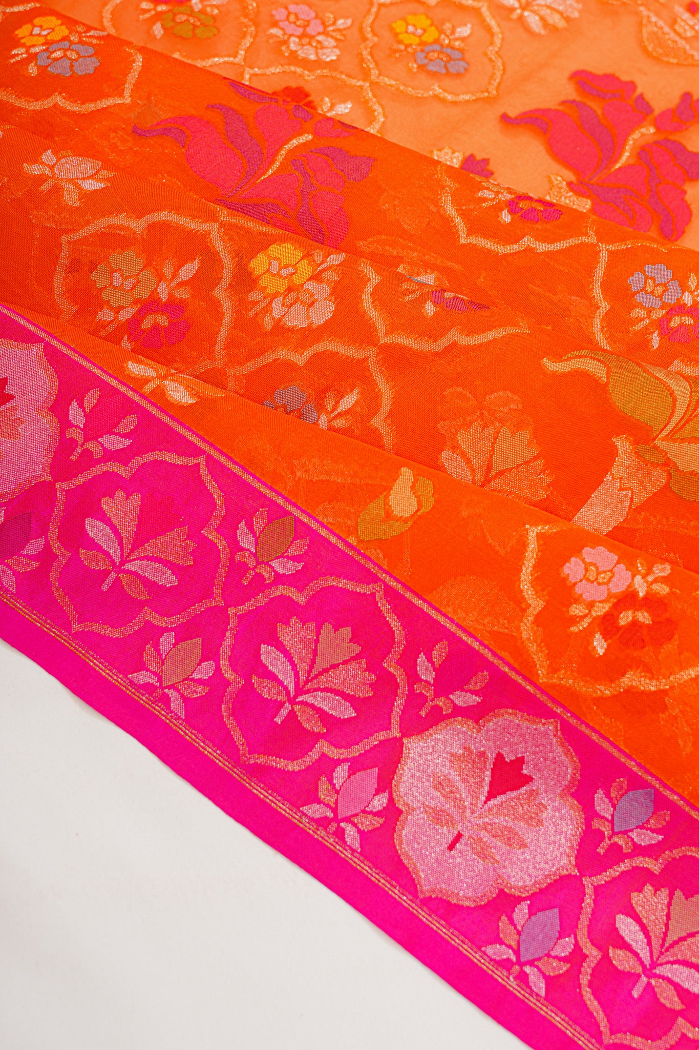 Banarasi Kora Organza Brocade Orange Saree