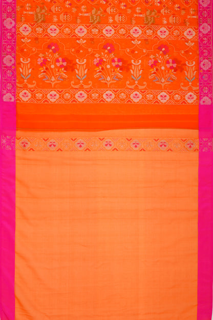 Banarasi Kora Organza Brocade Orange Saree