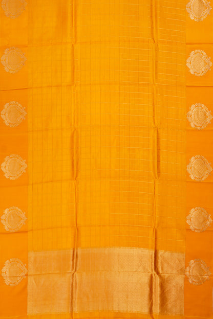 Banarasi Katan Silk Checks Mustard Yellow Saree