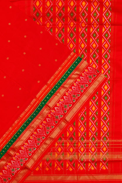 Pochampally Silk Ikat Butta Bright Red Saree