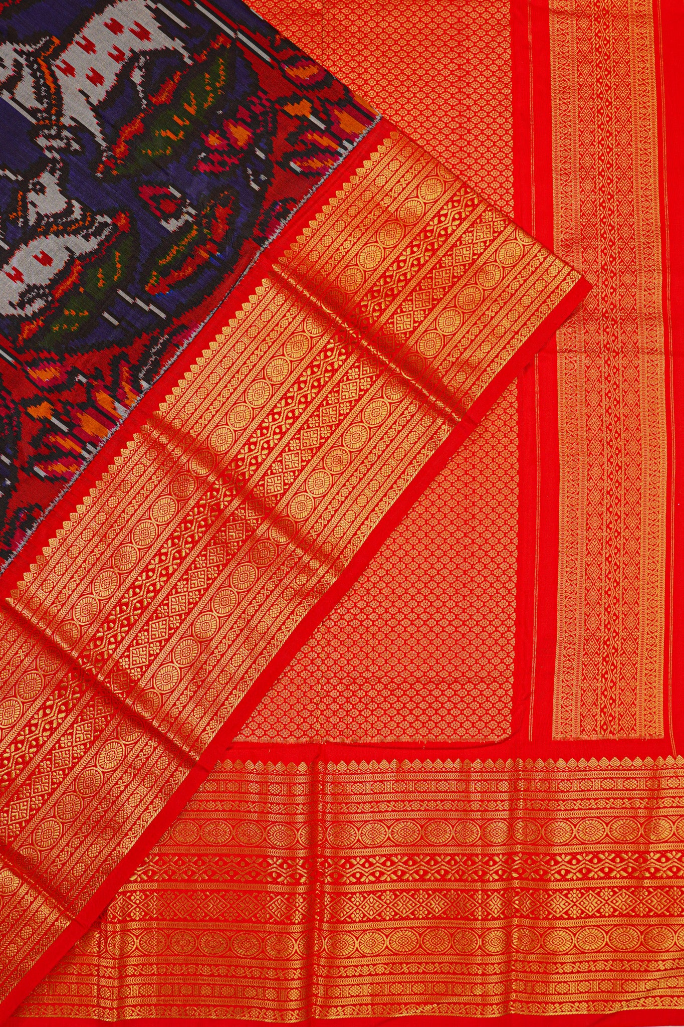 Kanchipuram Silk Ikat Dark Blue Saree