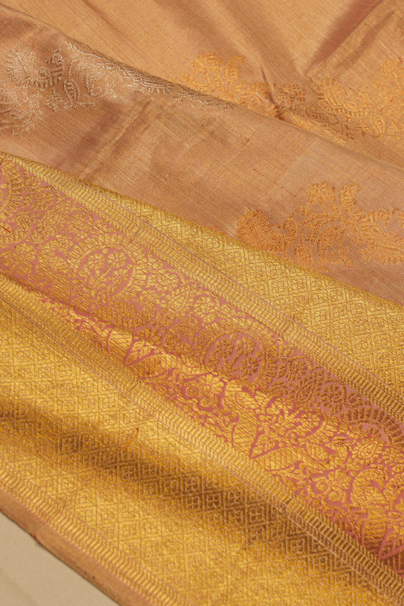 Kanchipuram Silk Brocade Cream Saree