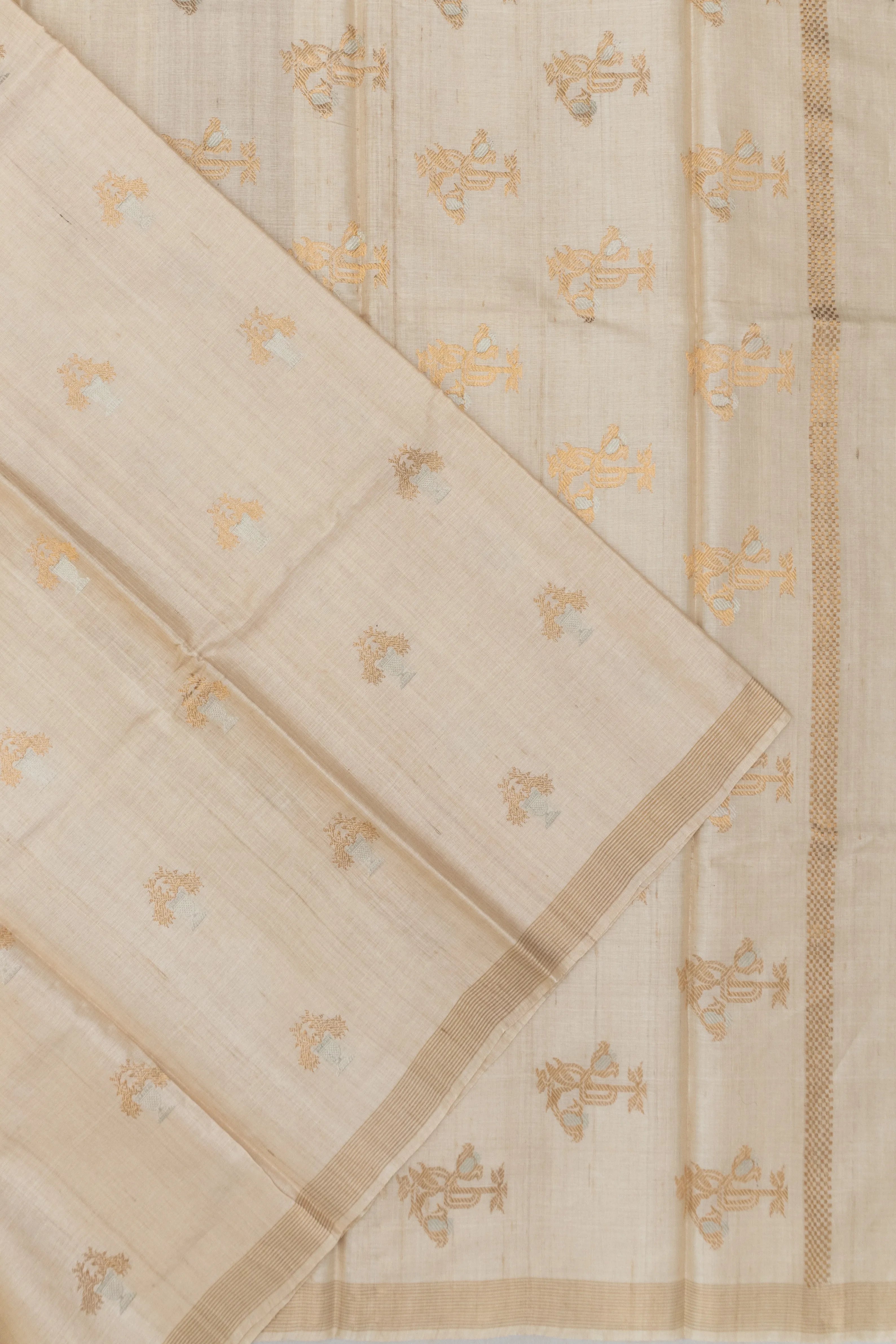 Tussar Butta Beige Saree