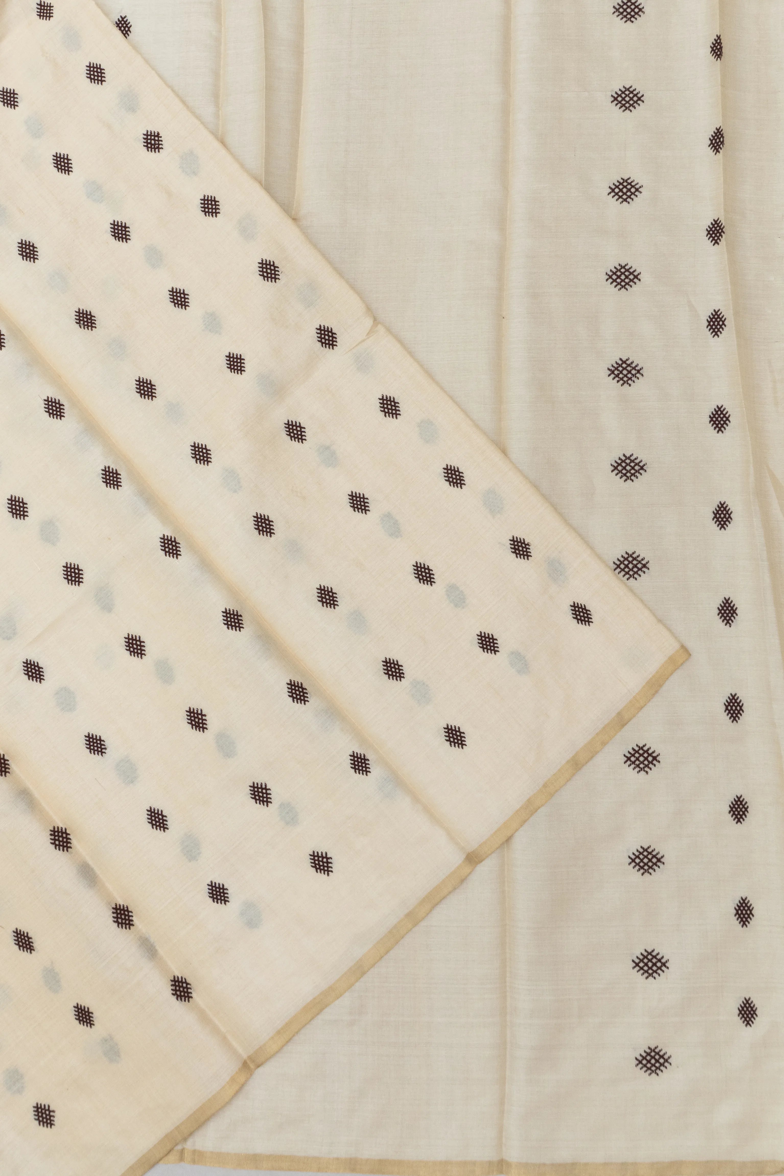 Tussar Butta Cream Saree